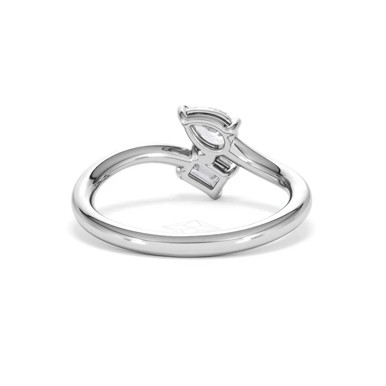 Toi et Moi Emerald and Pear Cut Lab Diamond Ring 0.50ct F/VS in 925 Silver - Image 48