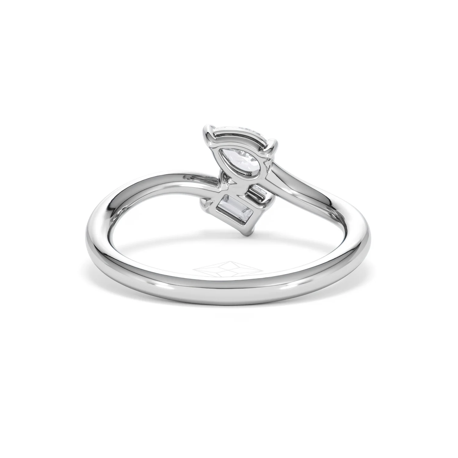 Toi et Moi Emerald and Pear Cut Lab Diamond Ring 0.50ct F/VS in 925 Silver - Image 49