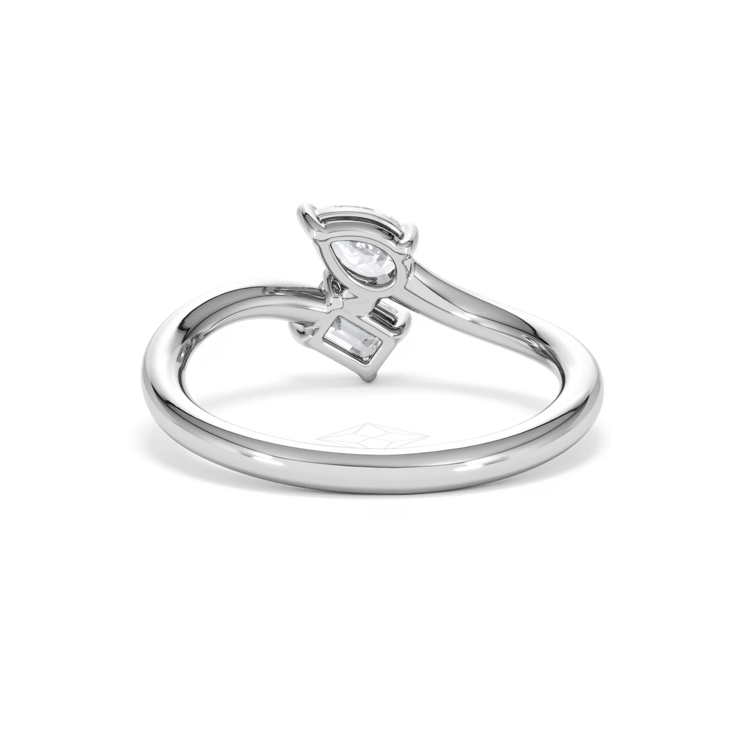 Toi et Moi Emerald and Pear Cut Lab Diamond Ring 0.50ct F/VS in 925 Silver - Image 51