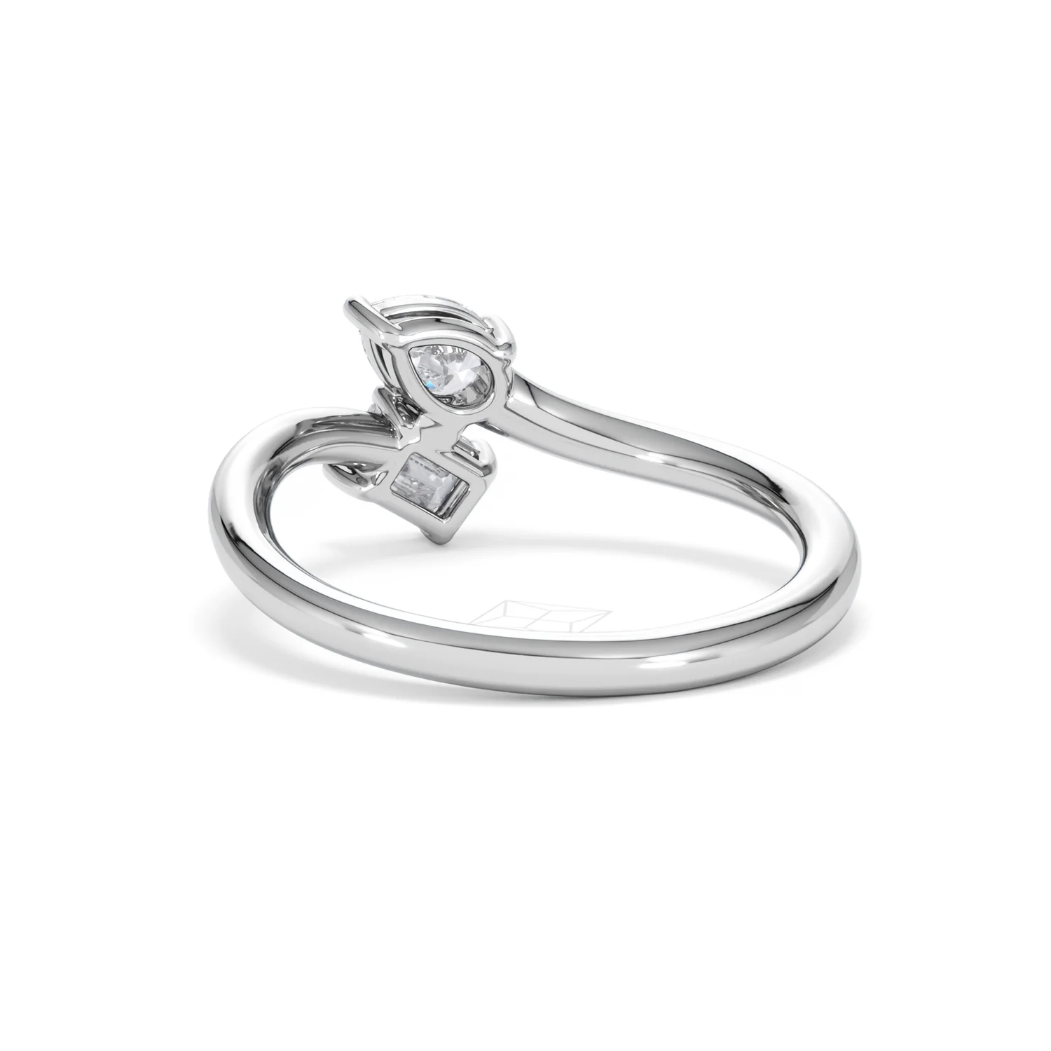 Toi et Moi Emerald and Pear Cut Lab Diamond Ring 0.50ct F/VS in 925 Silver - Image 55