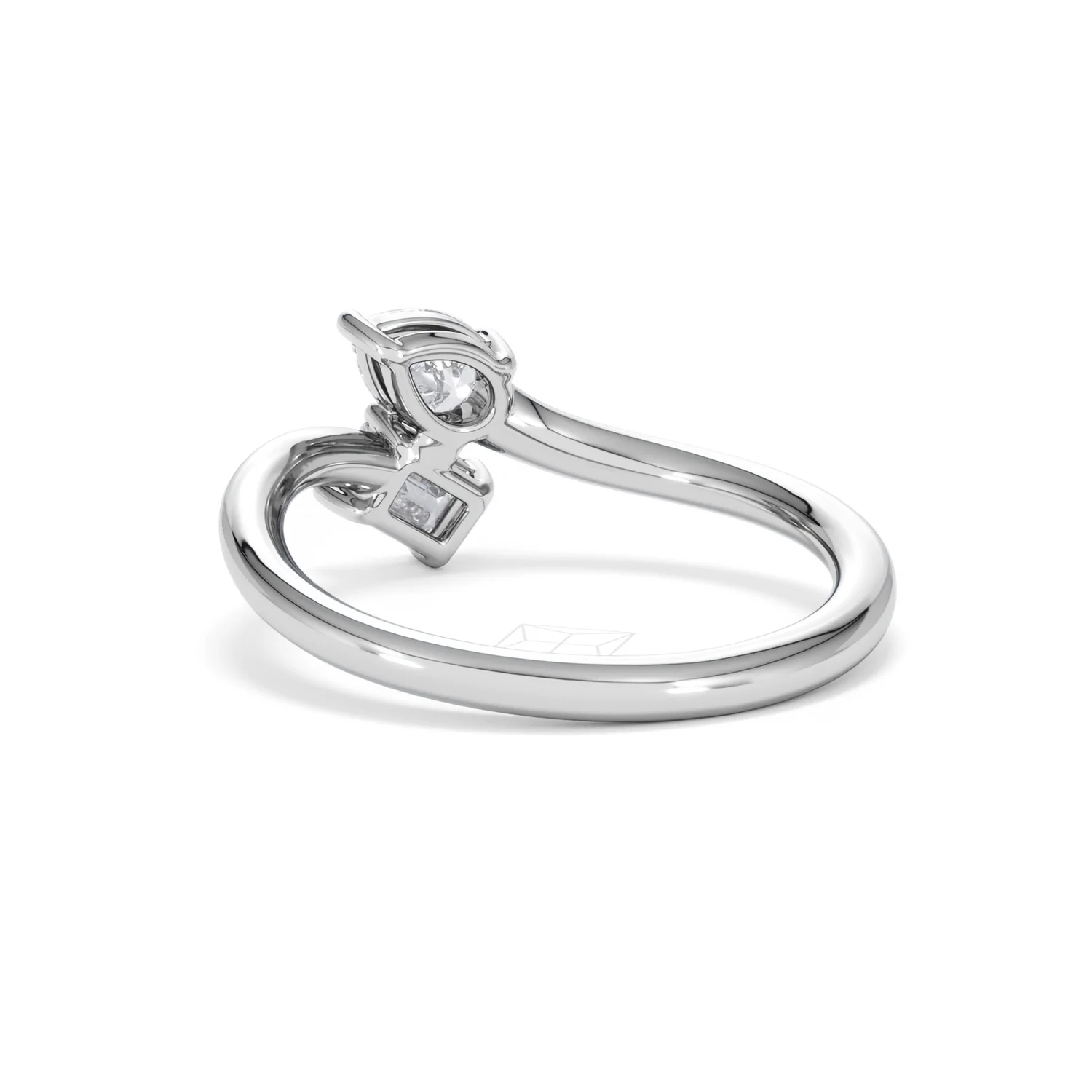 Toi et Moi Emerald and Pear Cut Lab Diamond Ring 0.50ct F/VS in 925 Silver - Image 56