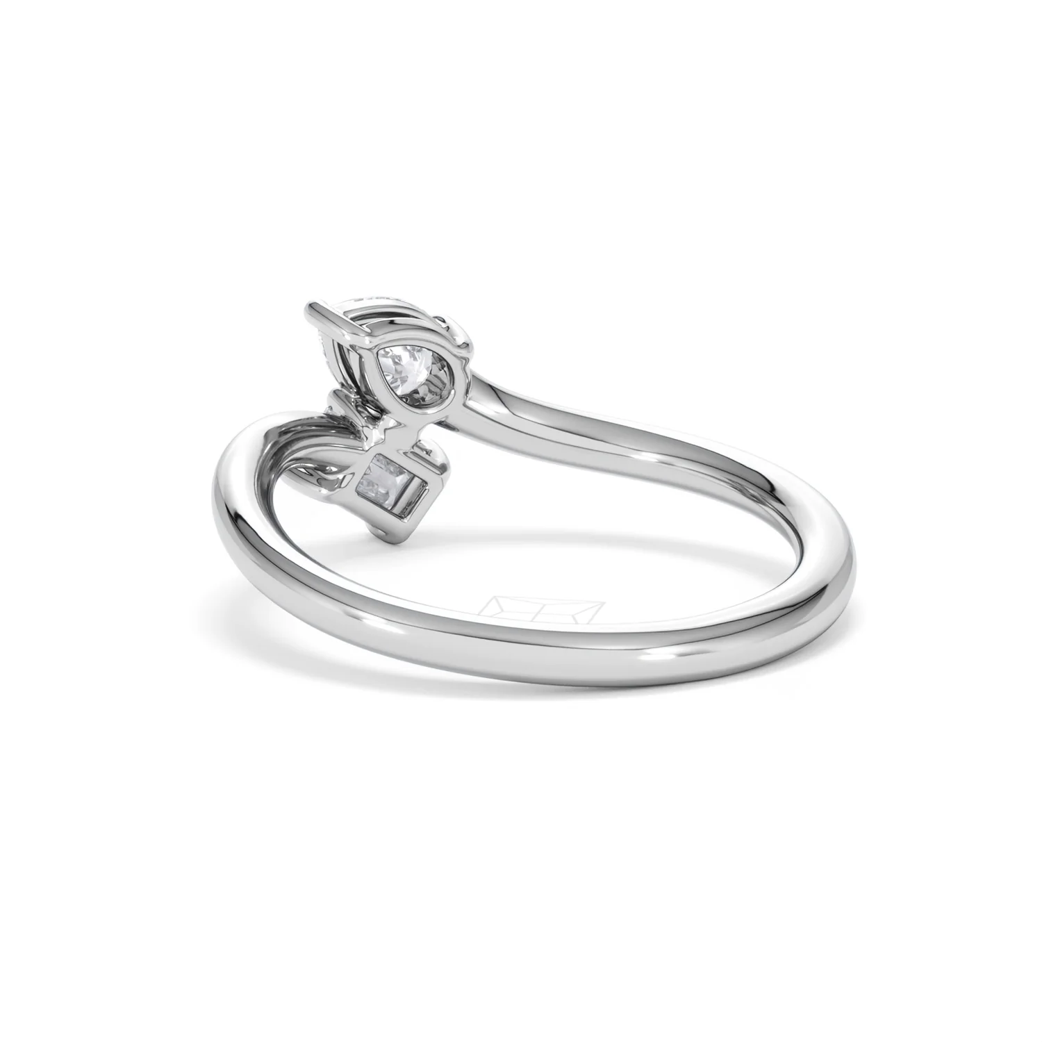 Toi et Moi Emerald and Pear Cut Lab Diamond Ring 0.50ct F/VS in 925 Silver - Image 57