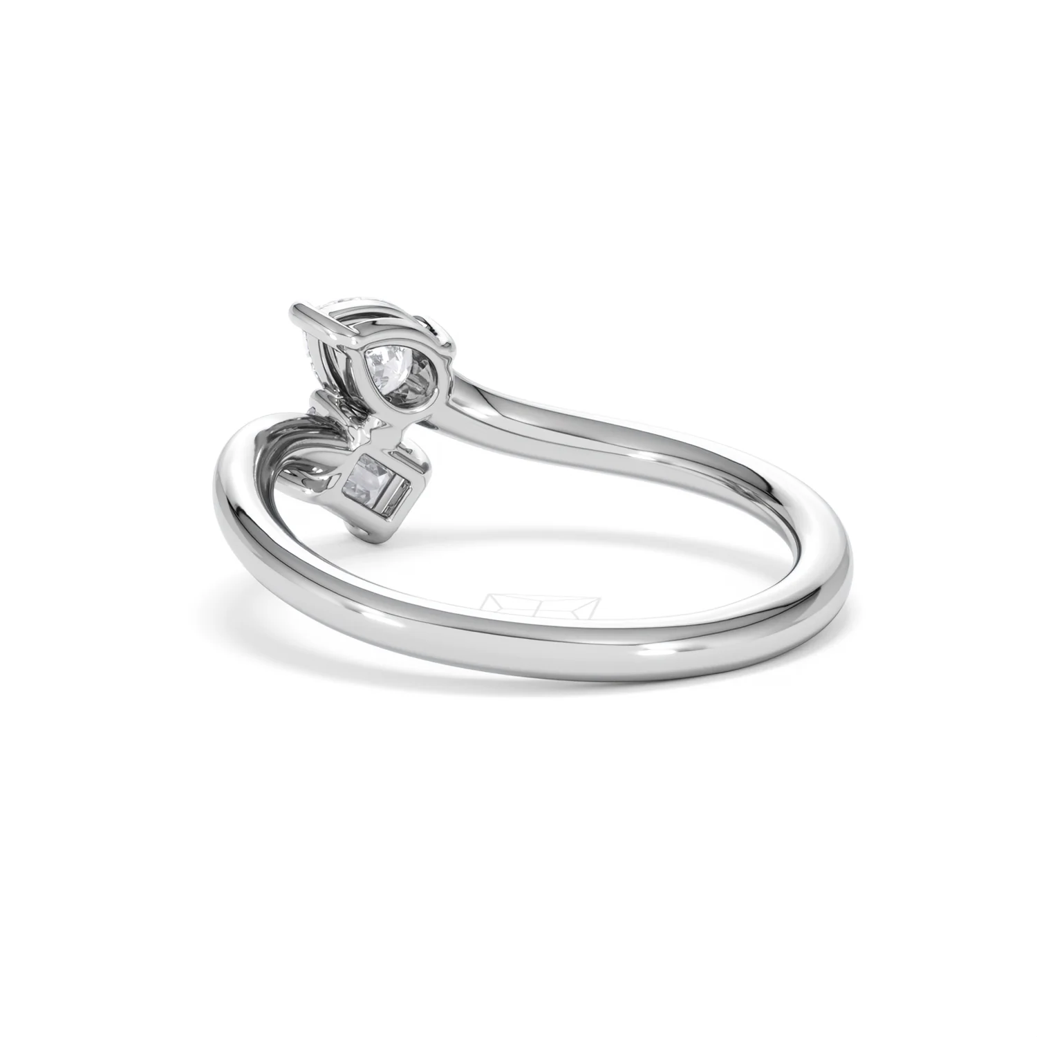Toi et Moi Emerald and Pear Cut Lab Diamond Ring 0.50ct F/VS in 925 Silver - Image 58