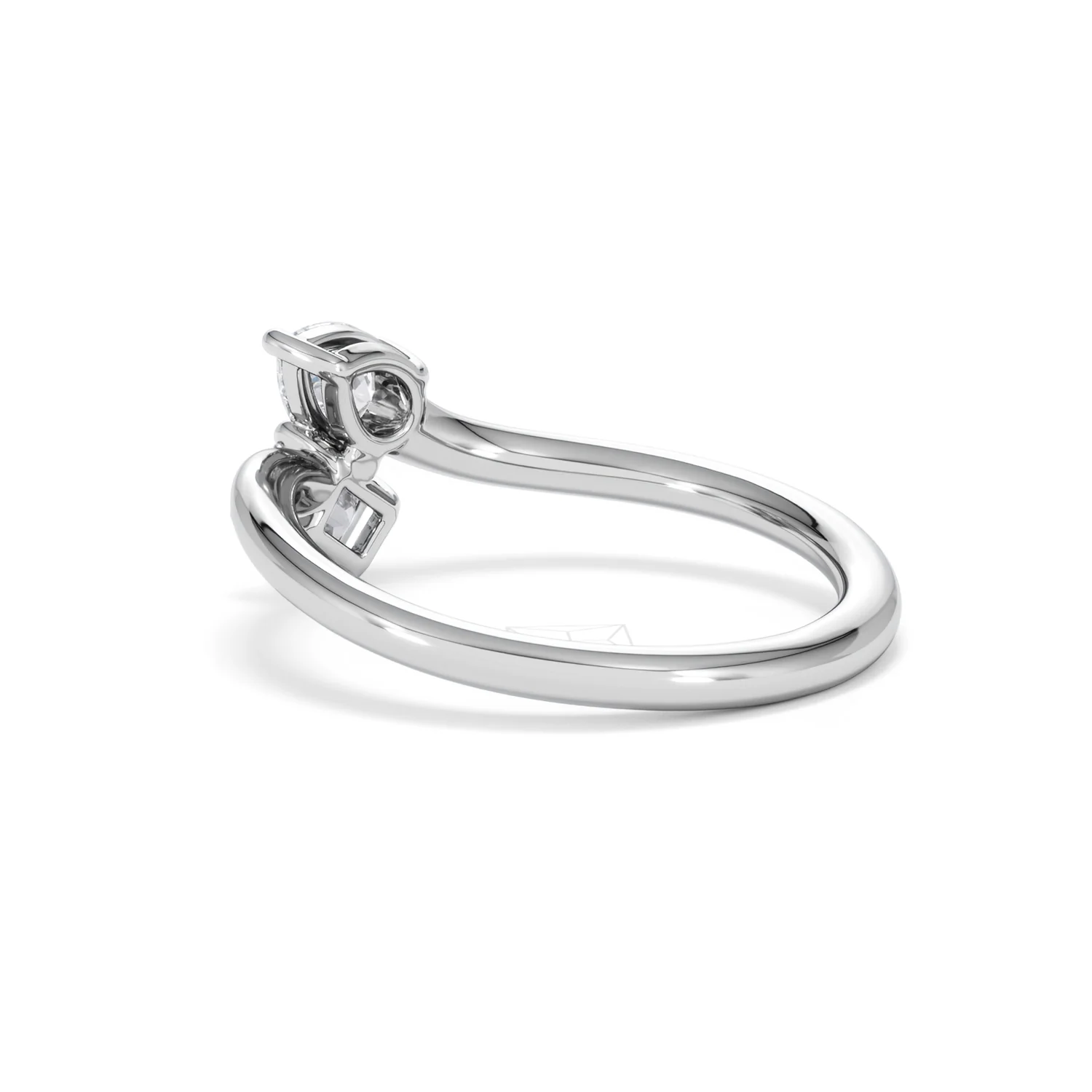 Toi et Moi Emerald and Pear Cut Lab Diamond Ring 0.50ct F/VS in 925 Silver - Image 61