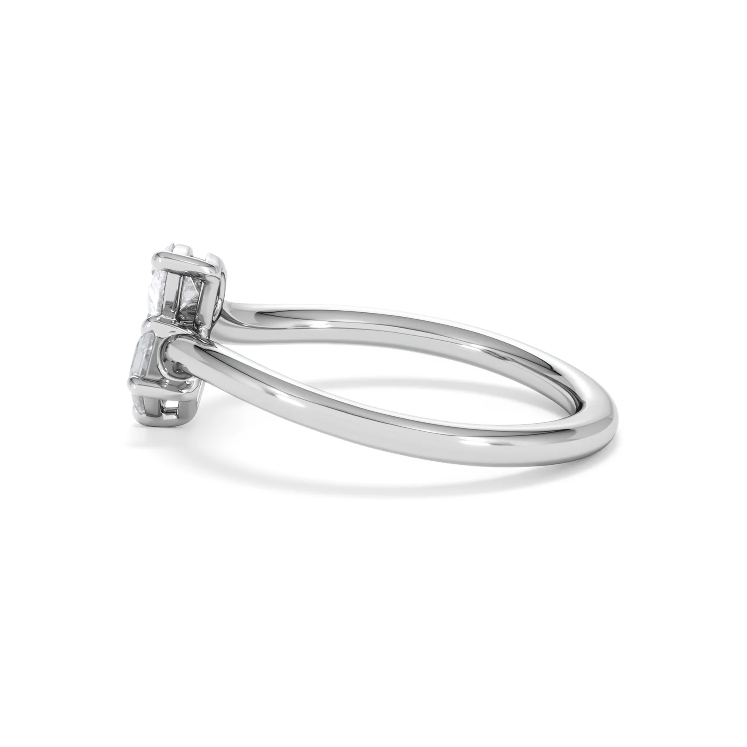 Toi et Moi Emerald and Pear Cut Lab Diamond Ring 0.50ct F/VS in 925 Silver - Image 69