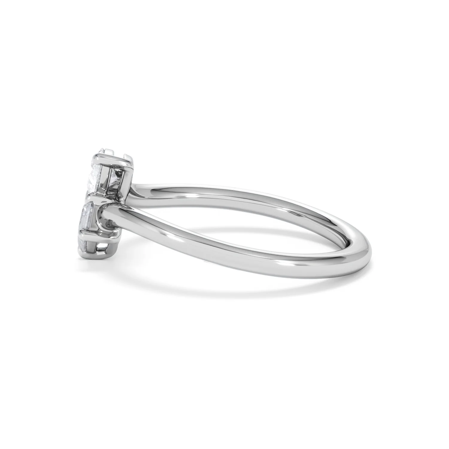Toi et Moi Emerald and Pear Cut Lab Diamond Ring 0.50ct F/VS in 925 Silver - Image 70