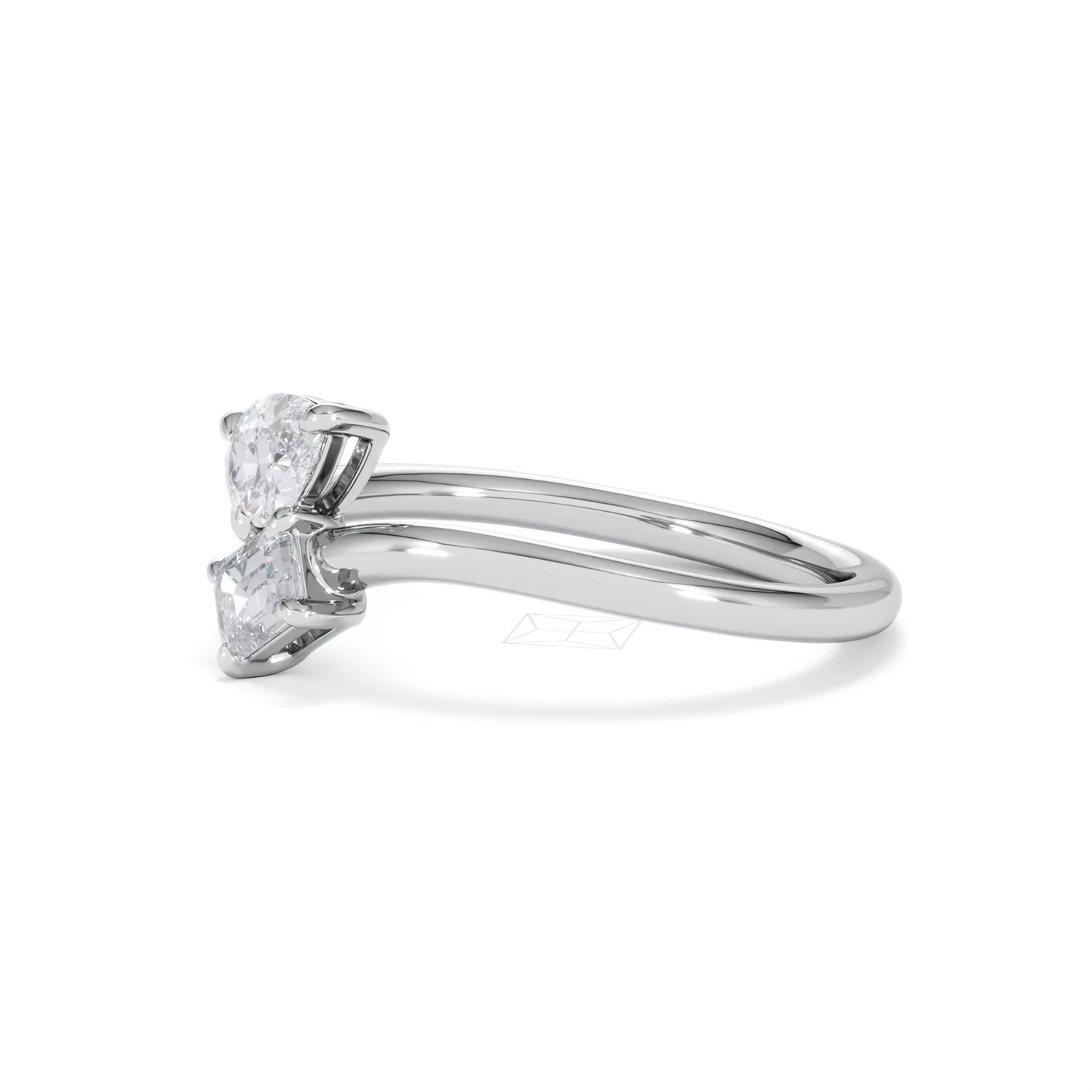 Toi et Moi Emerald and Pear Cut Lab Diamond Ring 0.50ct F/VS in 925 Silver - Image 77