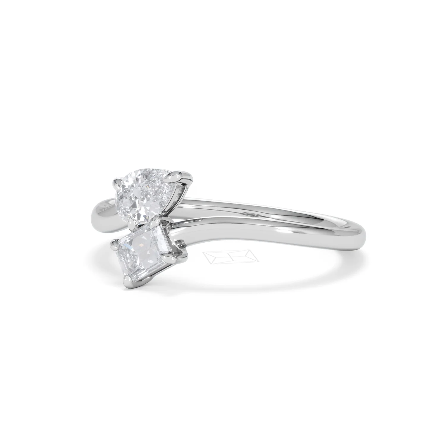 Toi et Moi Emerald and Pear Cut Lab Diamond Ring 0.50ct F/VS in 925 Silver - Image 82