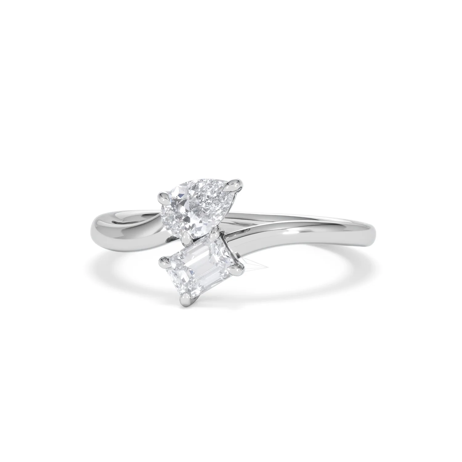 Toi et Moi Emerald and Pear Cut Lab Diamond Ring 0.50ct F/VS in 925 Silver - Image 87