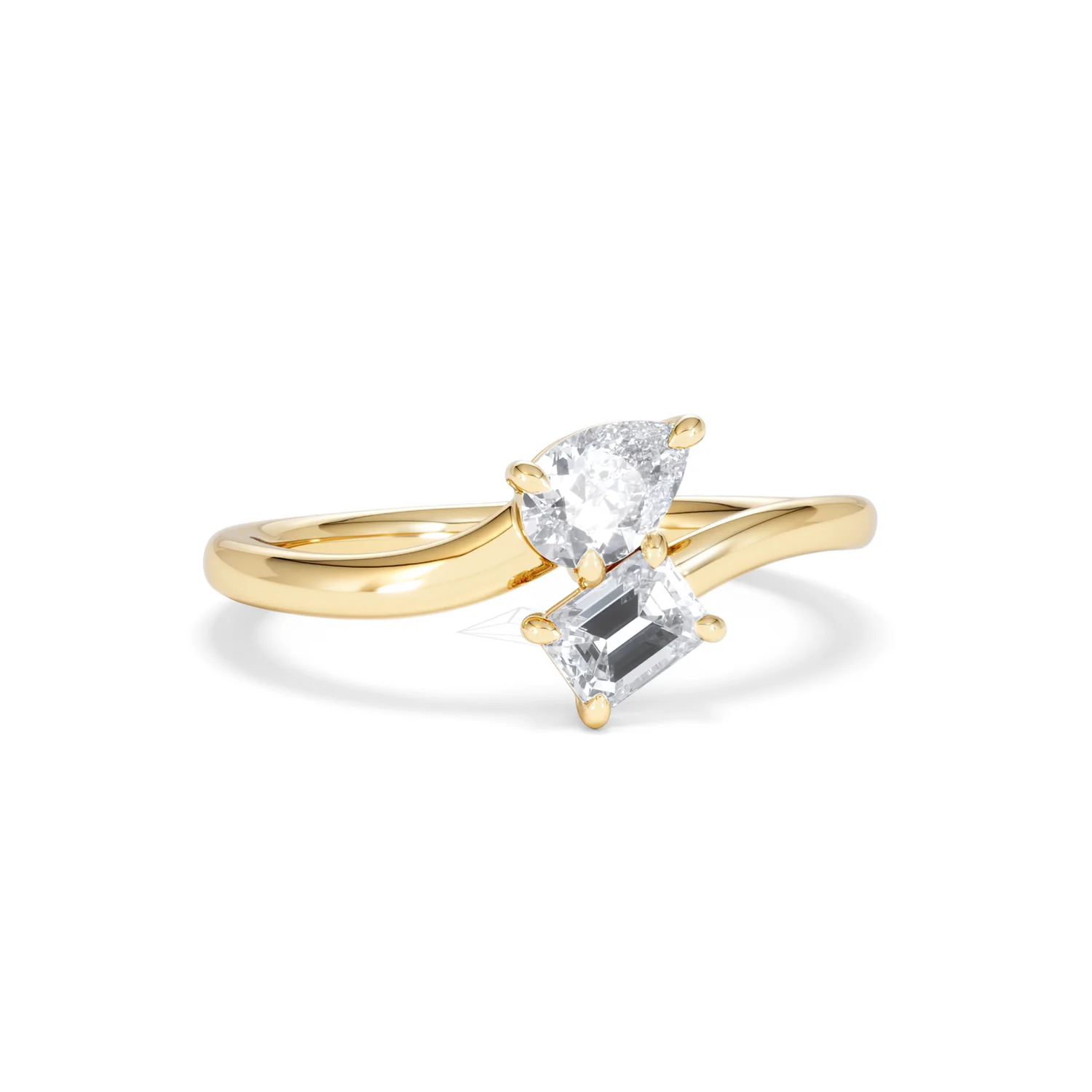 Toi et Moi Emerald and Pear Cut Lab Diamond Ring 0.50ct F/VS in 9K Gold - Image 12