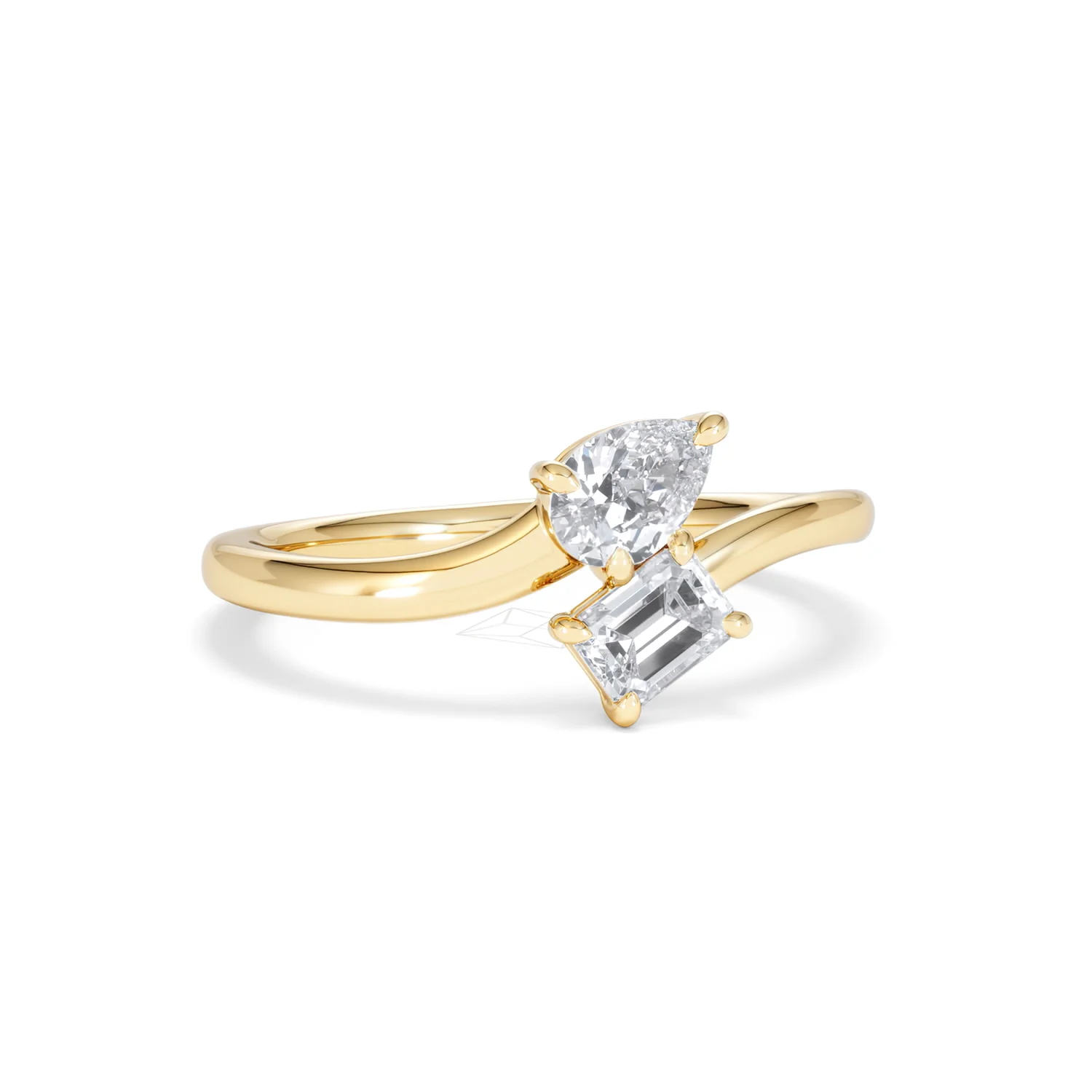 Toi et Moi Emerald and Pear Cut Lab Diamond Ring 0.50ct F/VS in 9K Gold - Image 13