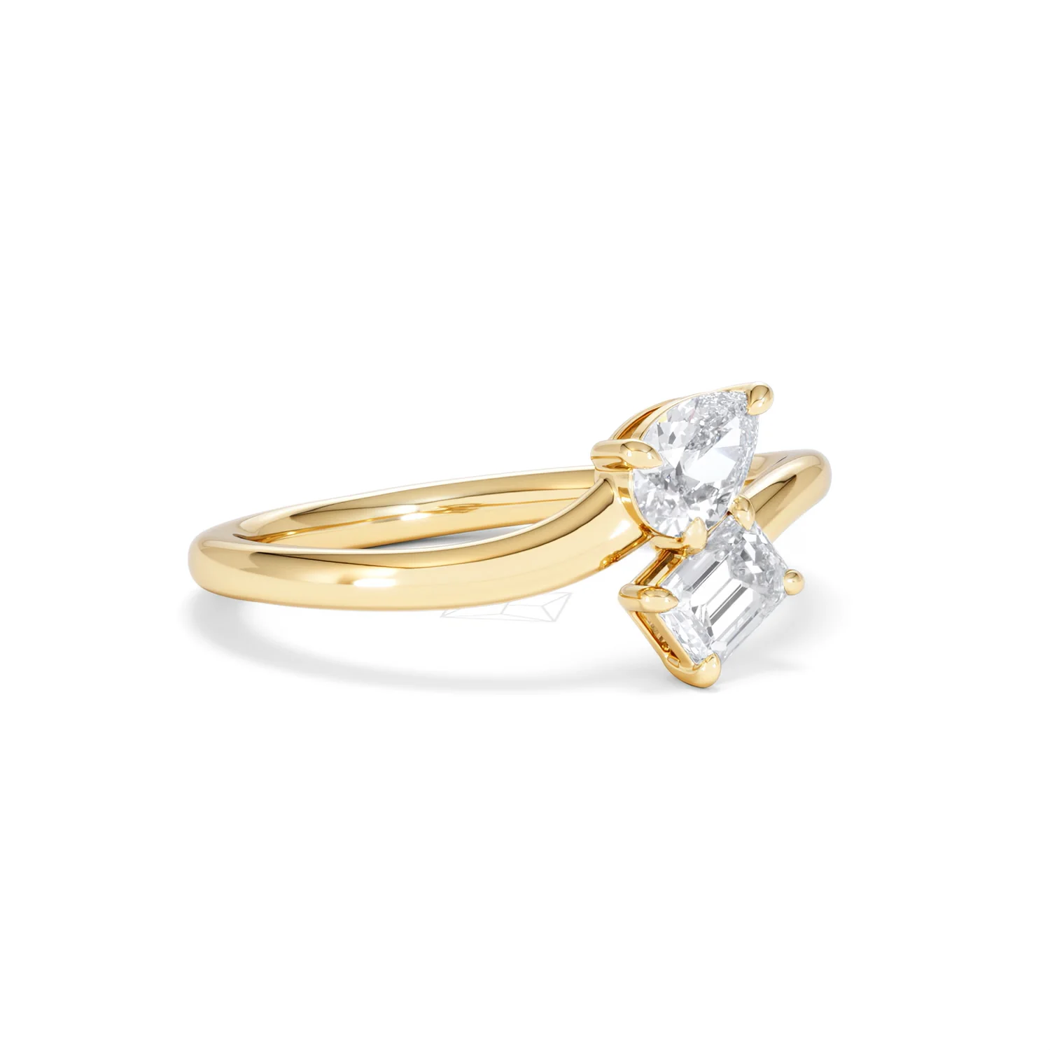 Toi et Moi Emerald and Pear Cut Lab Diamond Ring 0.50ct F/VS in 9K Gold - Image 17
