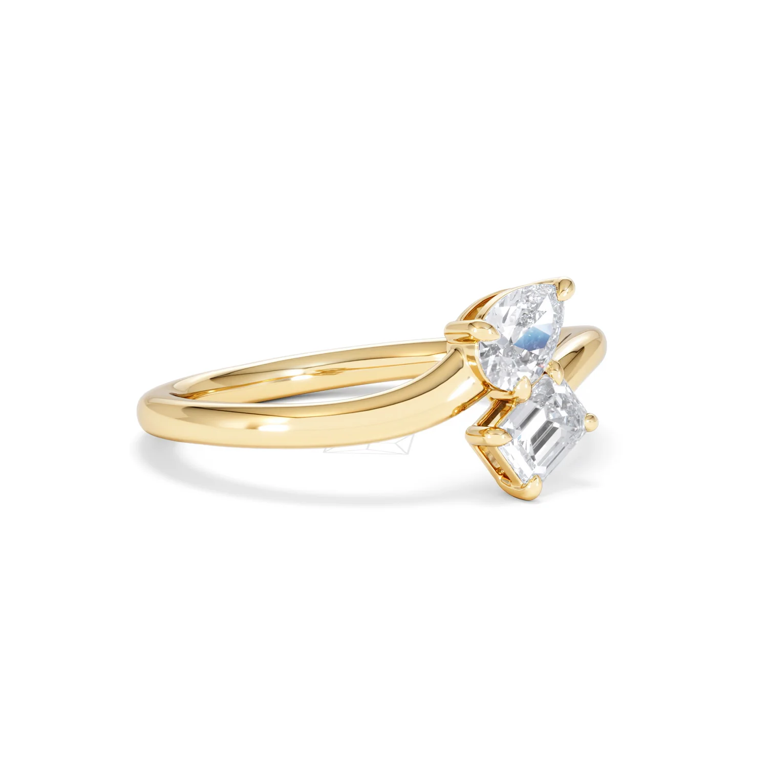 Toi et Moi Emerald and Pear Cut Lab Diamond Ring 0.50ct F/VS in 9K Gold - Image 18