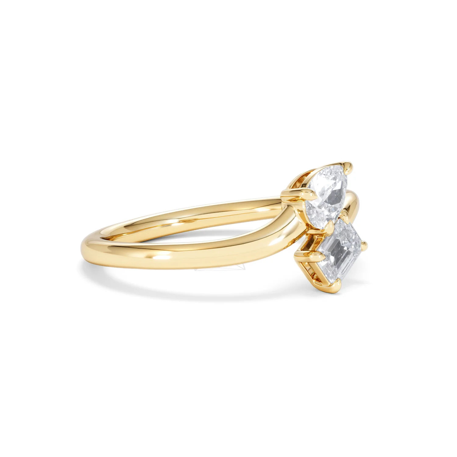Toi et Moi Emerald and Pear Cut Lab Diamond Ring 0.50ct F/VS in 9K Gold - Image 20