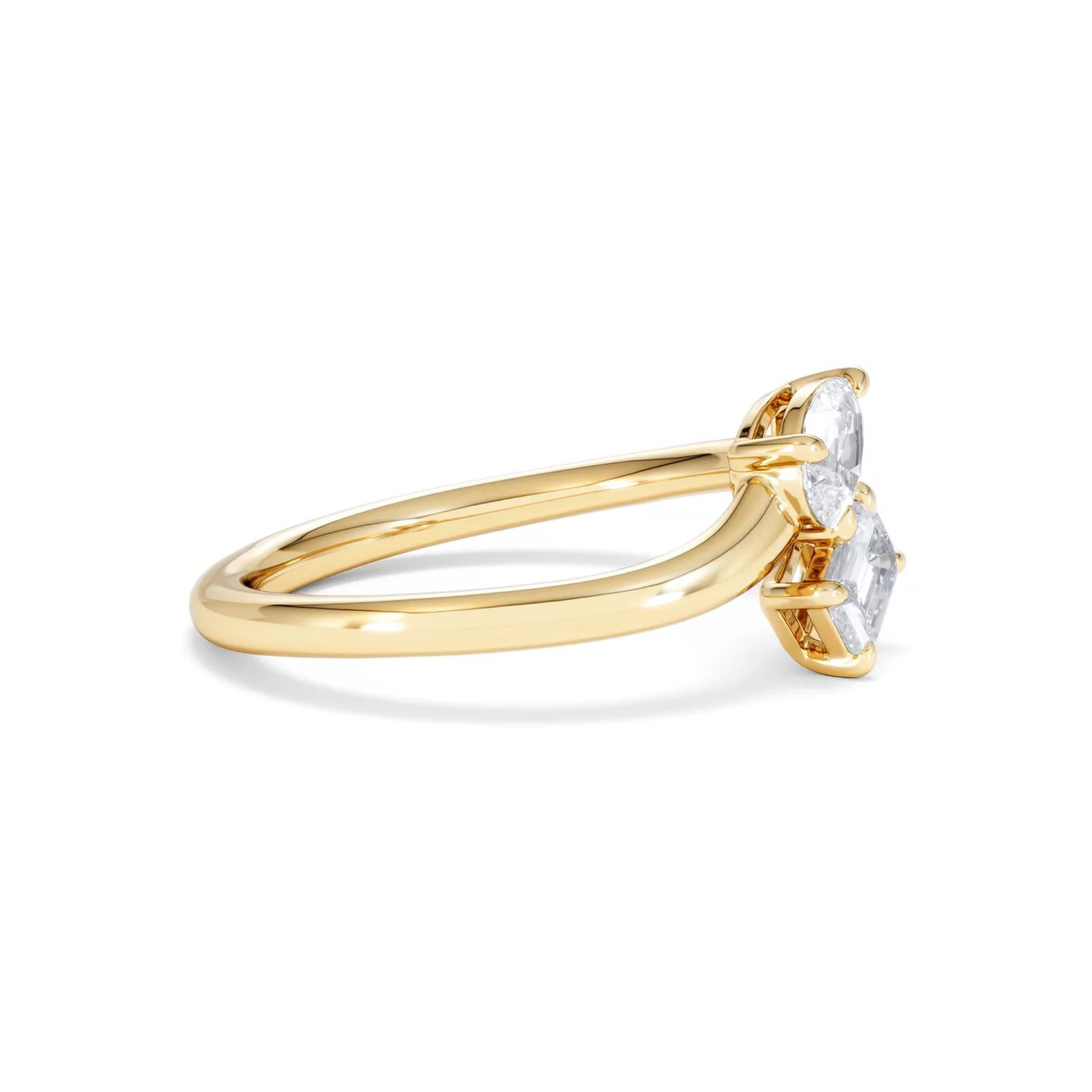 Toi et Moi Emerald and Pear Cut Lab Diamond Ring 0.50ct F/VS in 9K Gold - Image 24