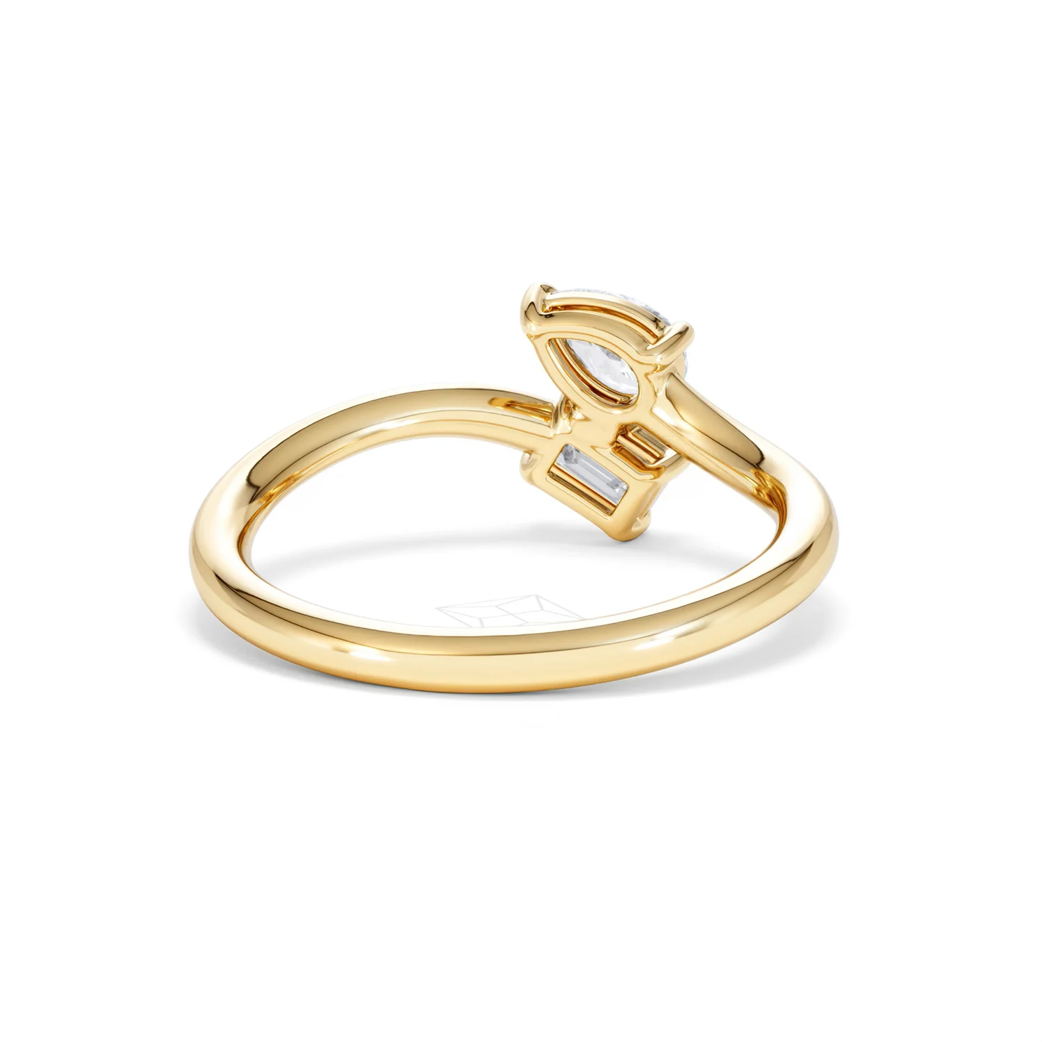 Toi et Moi Emerald and Pear Cut Lab Diamond Ring 0.50ct F/VS in 9K Gold - Image 45