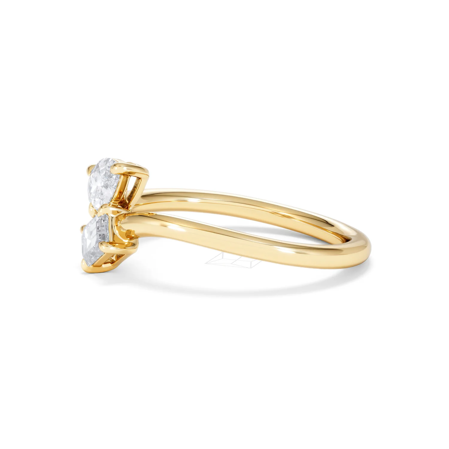 Toi et Moi Emerald and Pear Cut Lab Diamond Ring 0.50ct F/VS in 9K Gold - Image 74