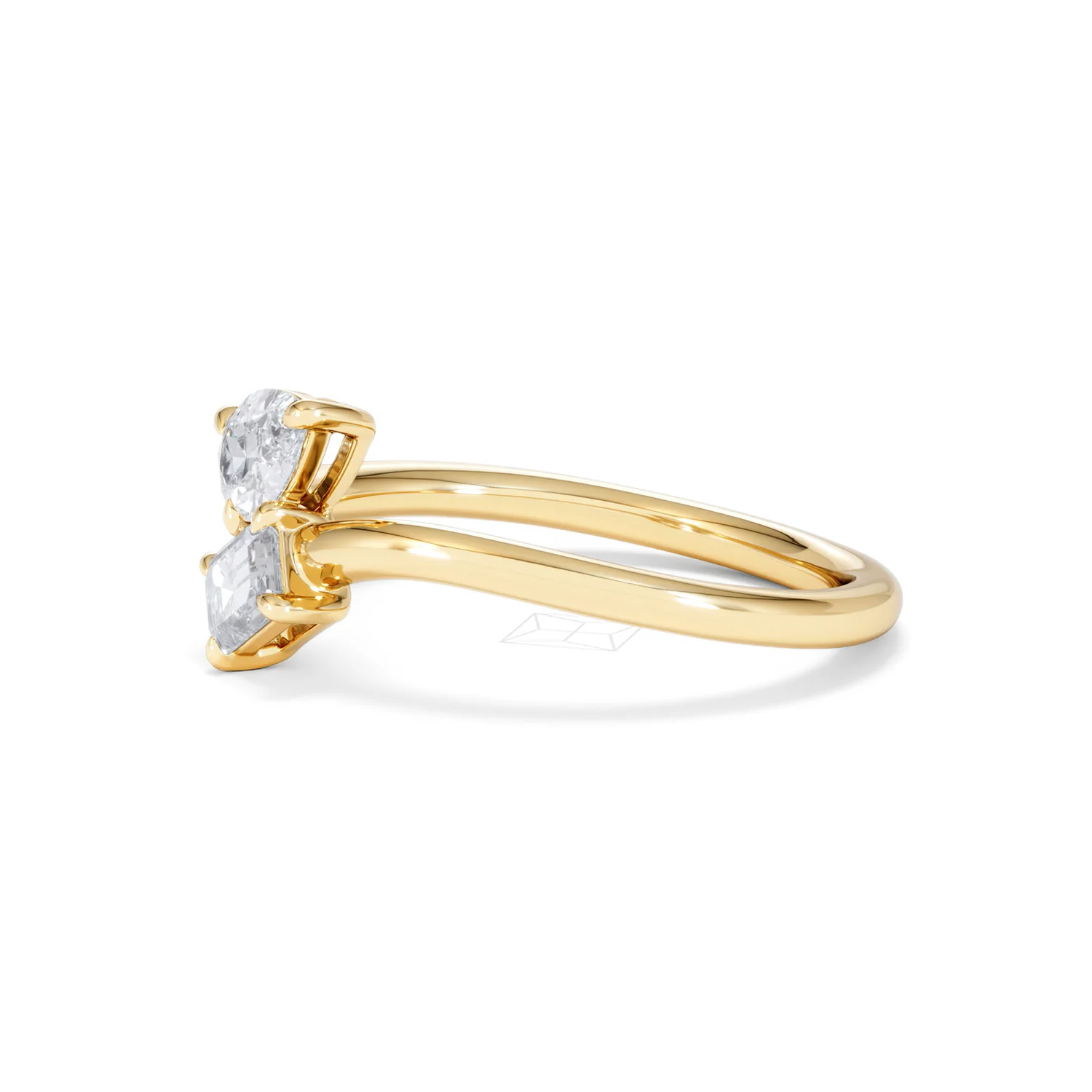 Toi et Moi Emerald and Pear Cut Lab Diamond Ring 0.50ct F/VS in 9K Gold - Image 75