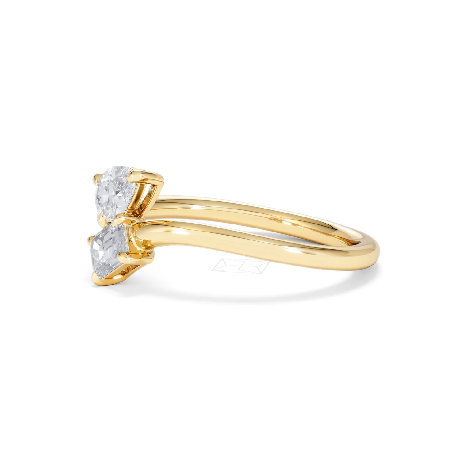 Toi et Moi Emerald and Pear Cut Lab Diamond Ring 0.50ct F/VS in 9K Gold - Image 76