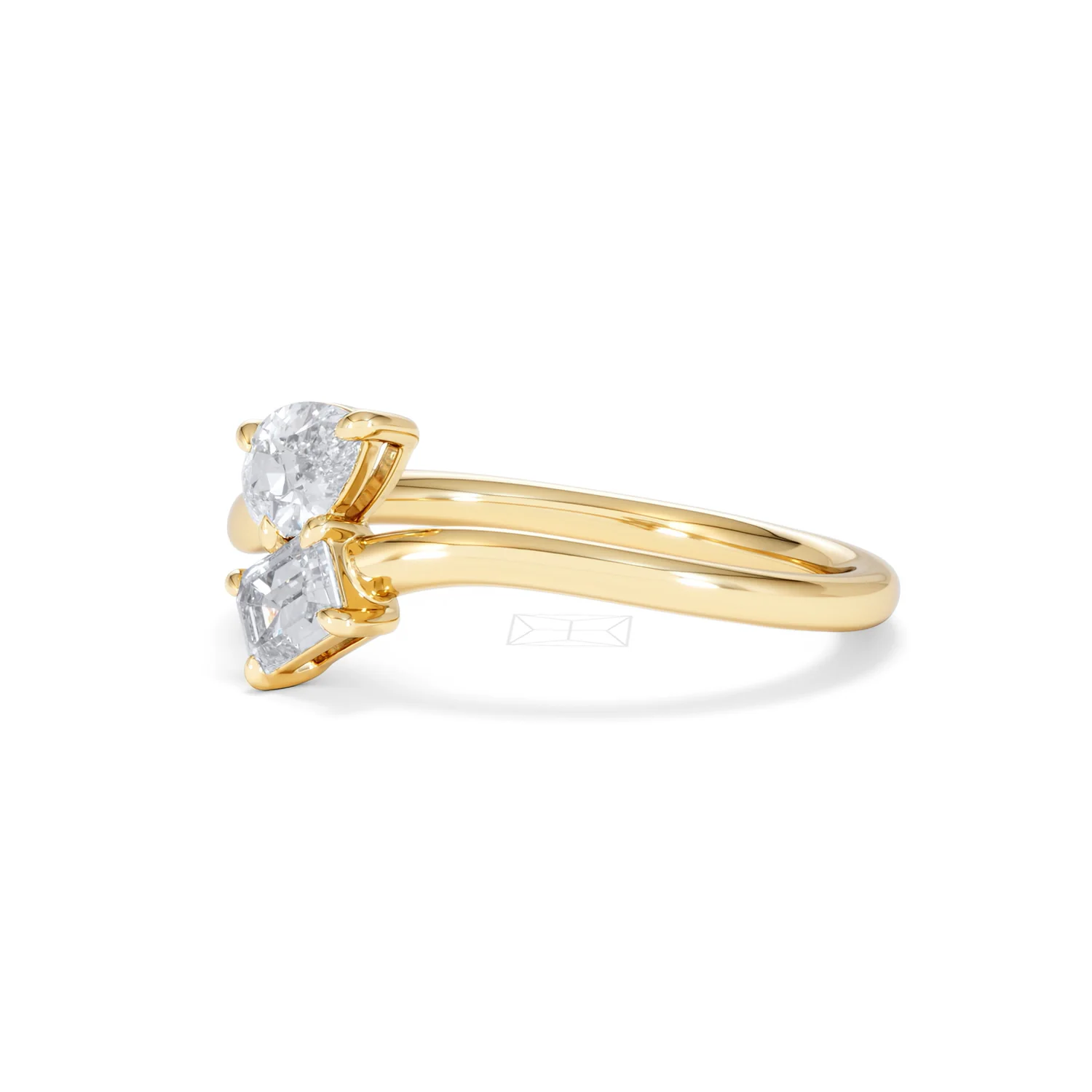 Toi et Moi Emerald and Pear Cut Lab Diamond Ring 0.50ct F/VS in 9K Gold - Image 78
