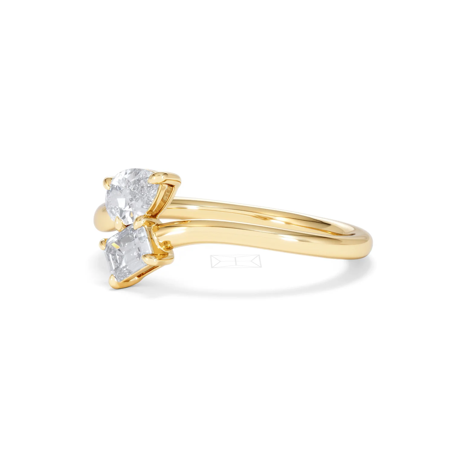 Toi et Moi Emerald and Pear Cut Lab Diamond Ring 0.50ct F/VS in 9K Gold - Image 79