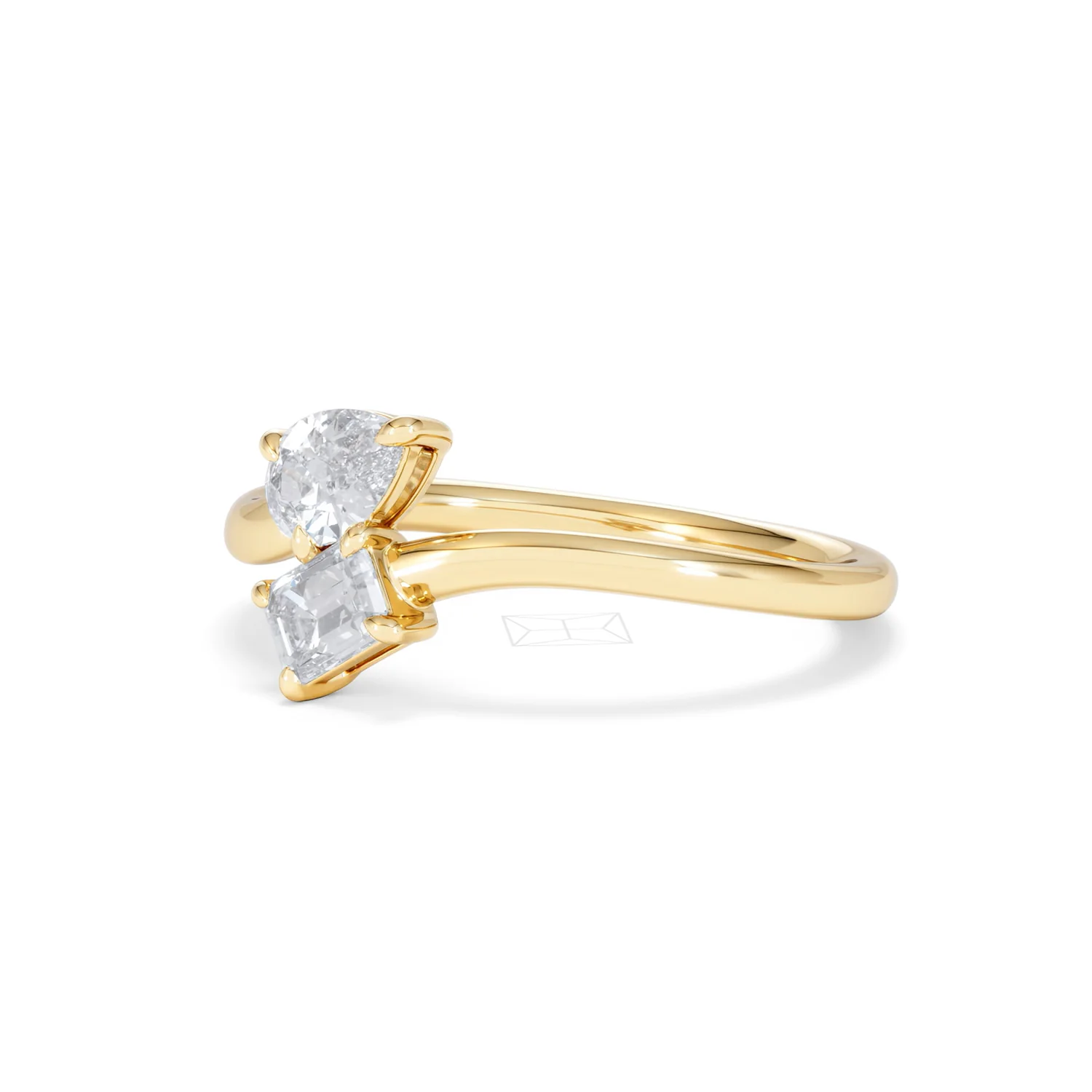 Toi et Moi Emerald and Pear Cut Lab Diamond Ring 0.50ct F/VS in 9K Gold - Image 80