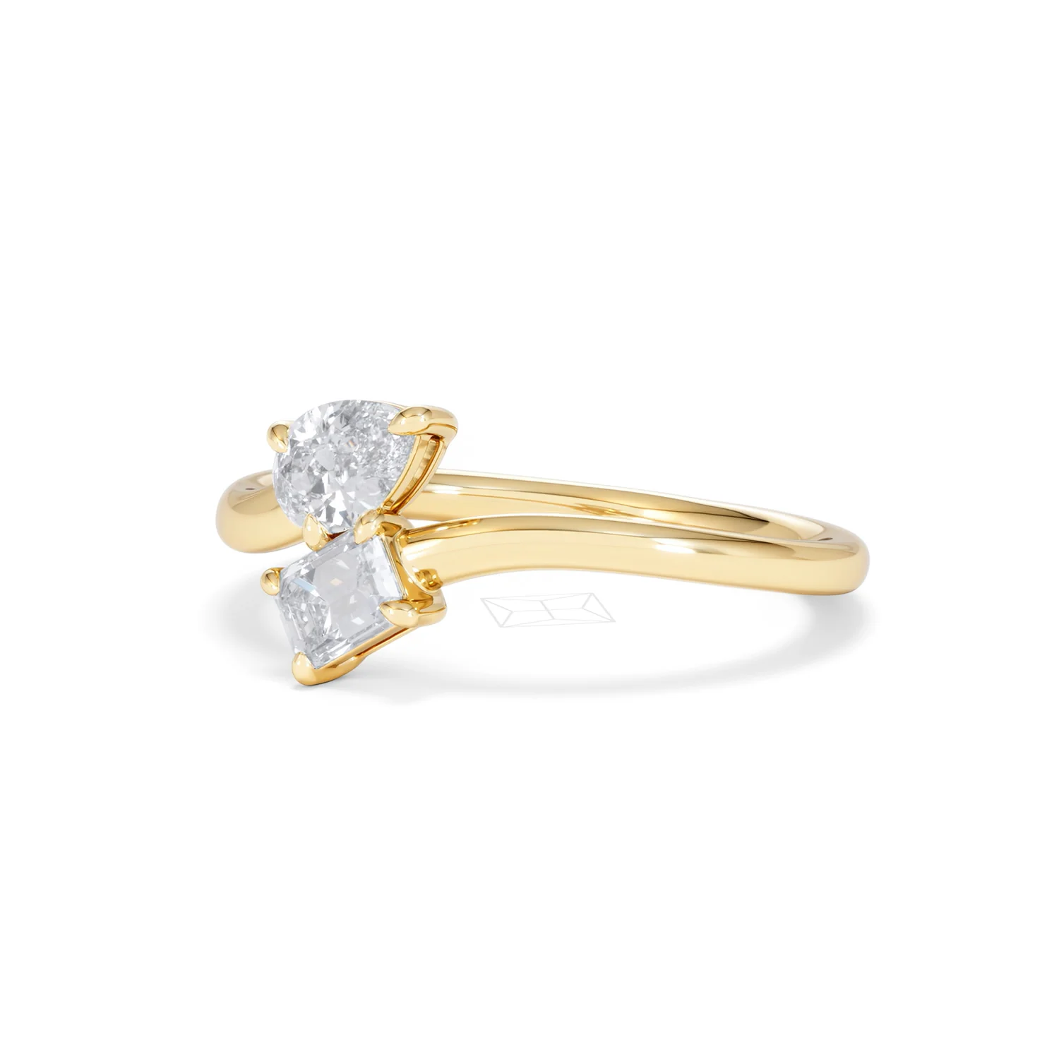 Toi et Moi Emerald and Pear Cut Lab Diamond Ring 0.50ct F/VS in 9K Gold - Image 81
