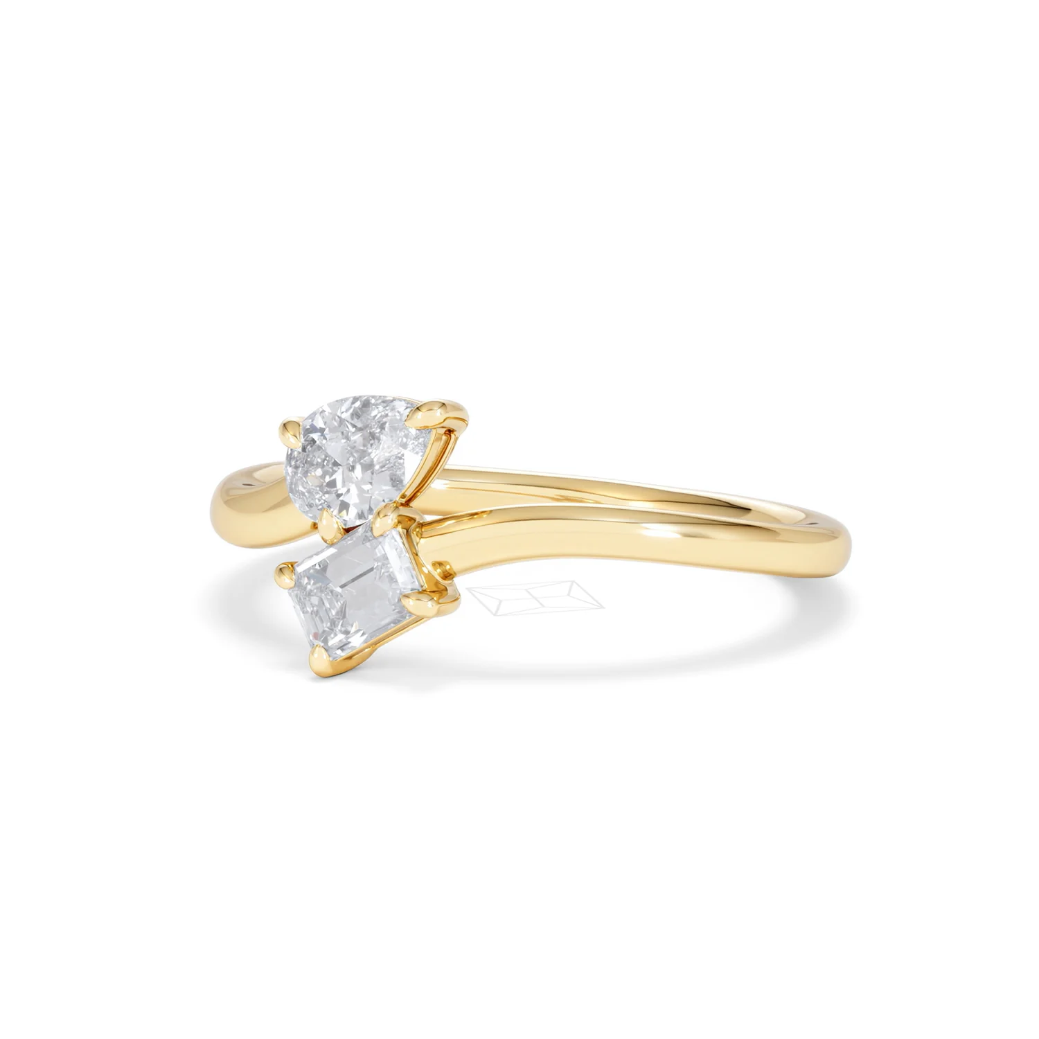 Toi et Moi Emerald and Pear Cut Lab Diamond Ring 0.50ct F/VS in 9K Gold - Image 82