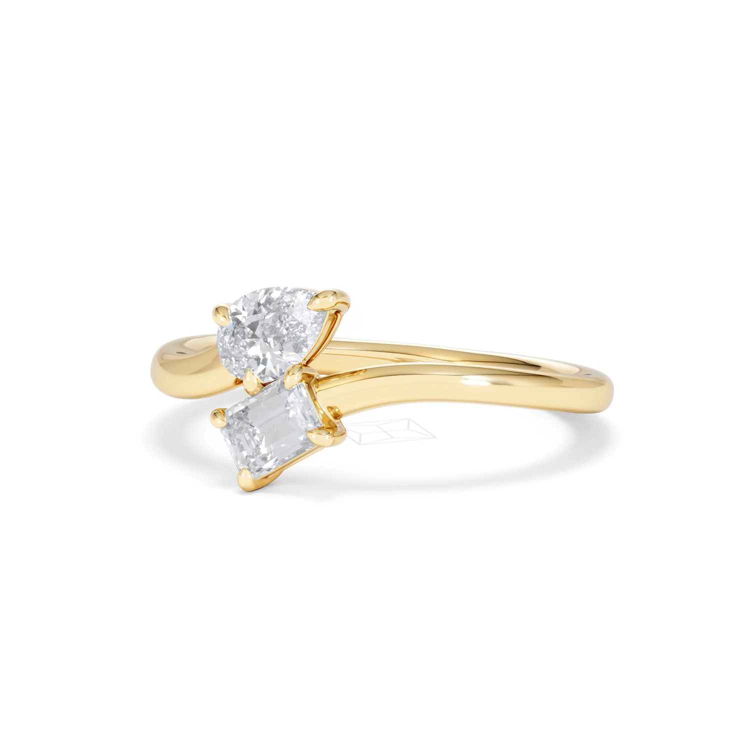 Toi et Moi Emerald and Pear Cut Lab Diamond Ring 0.50ct F/VS in 9K Gold - Image 83