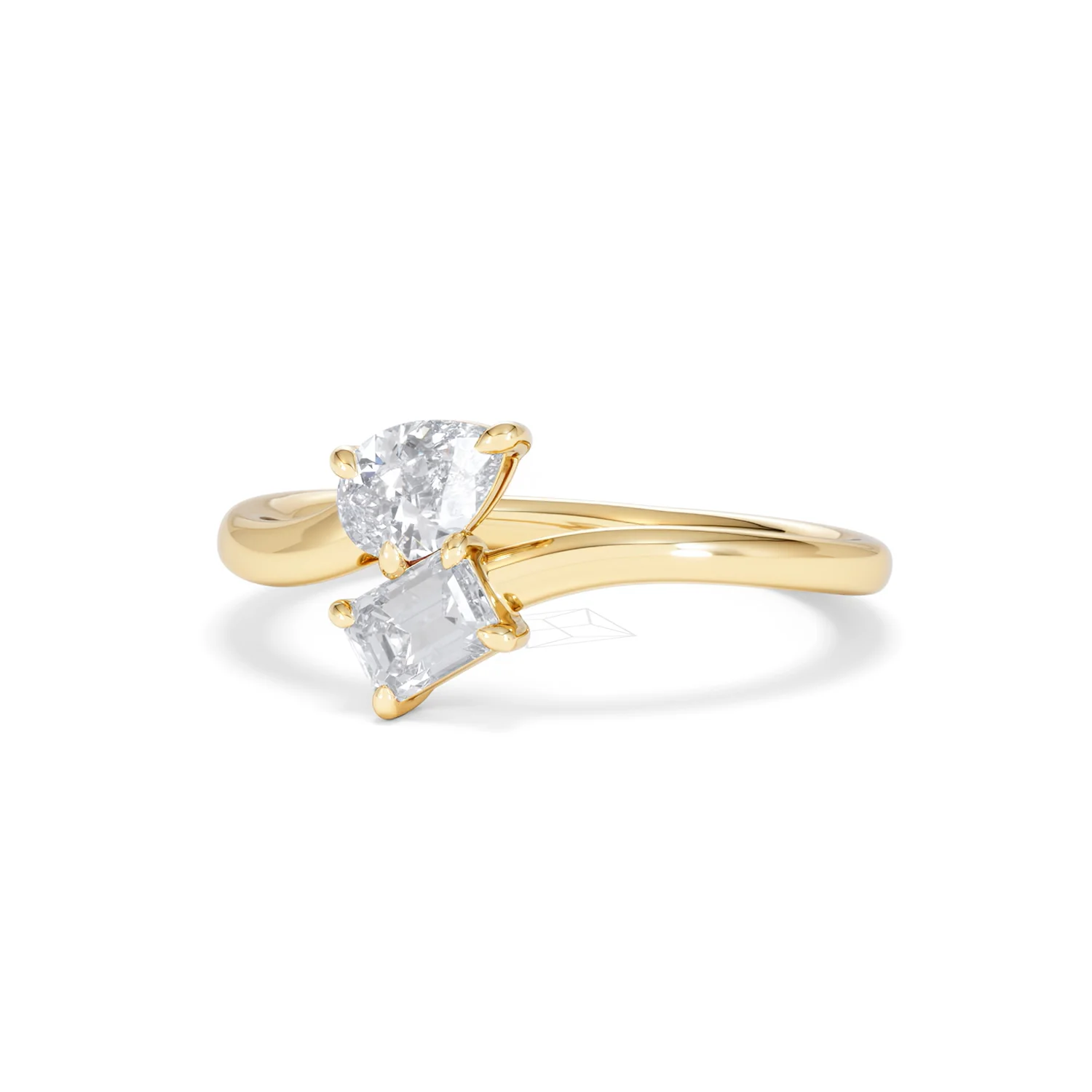 Toi et Moi Emerald and Pear Cut Lab Diamond Ring 0.50ct F/VS in 9K Gold - Image 84