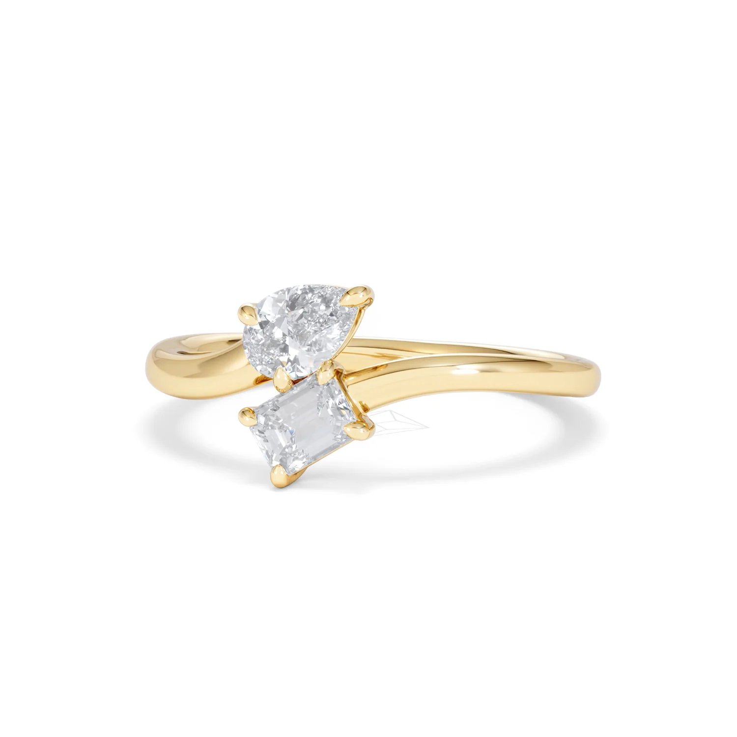 Toi et Moi Emerald and Pear Cut Lab Diamond Ring 0.50ct F/VS in 9K Gold - Image 85