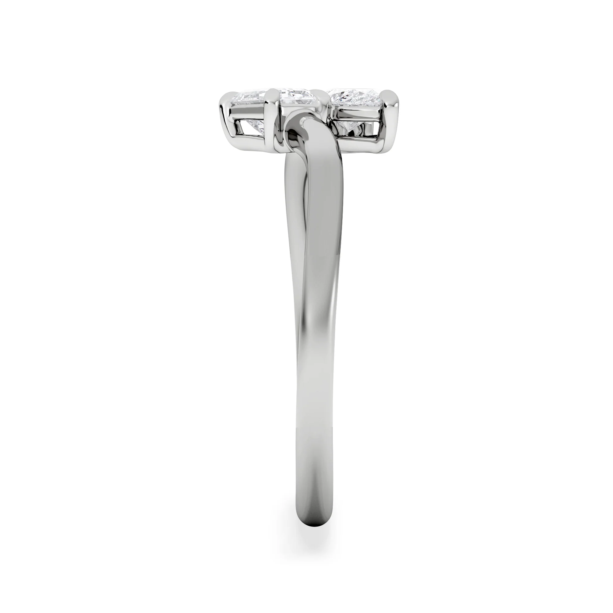 Toi et Moi Emerald and Pear Cut Lab Diamond Ring 0.50ct F/VS in 9K White Gold - Image 4
