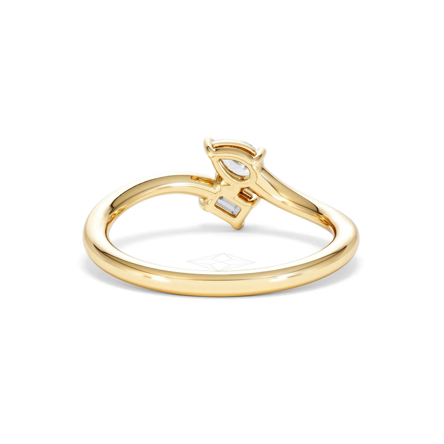 Toi et Moi Emerald and Pear Cut Lab Diamond Ring 0.50ct in F/VS 18K Gold Vermeil - Image 48