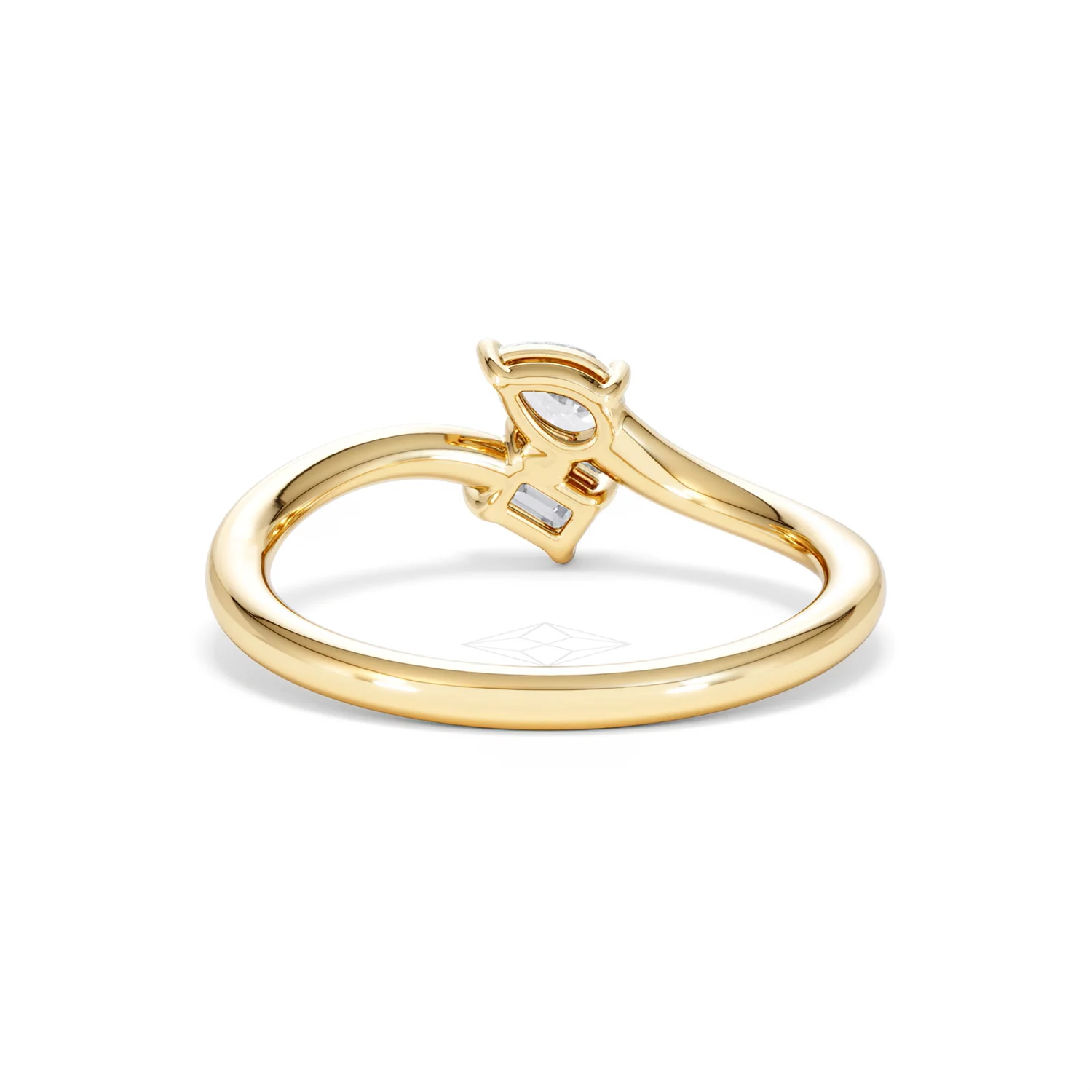 Toi et Moi Emerald and Pear Cut Lab Diamond Ring 0.50ct in F/VS 18K Gold Vermeil - Image 49