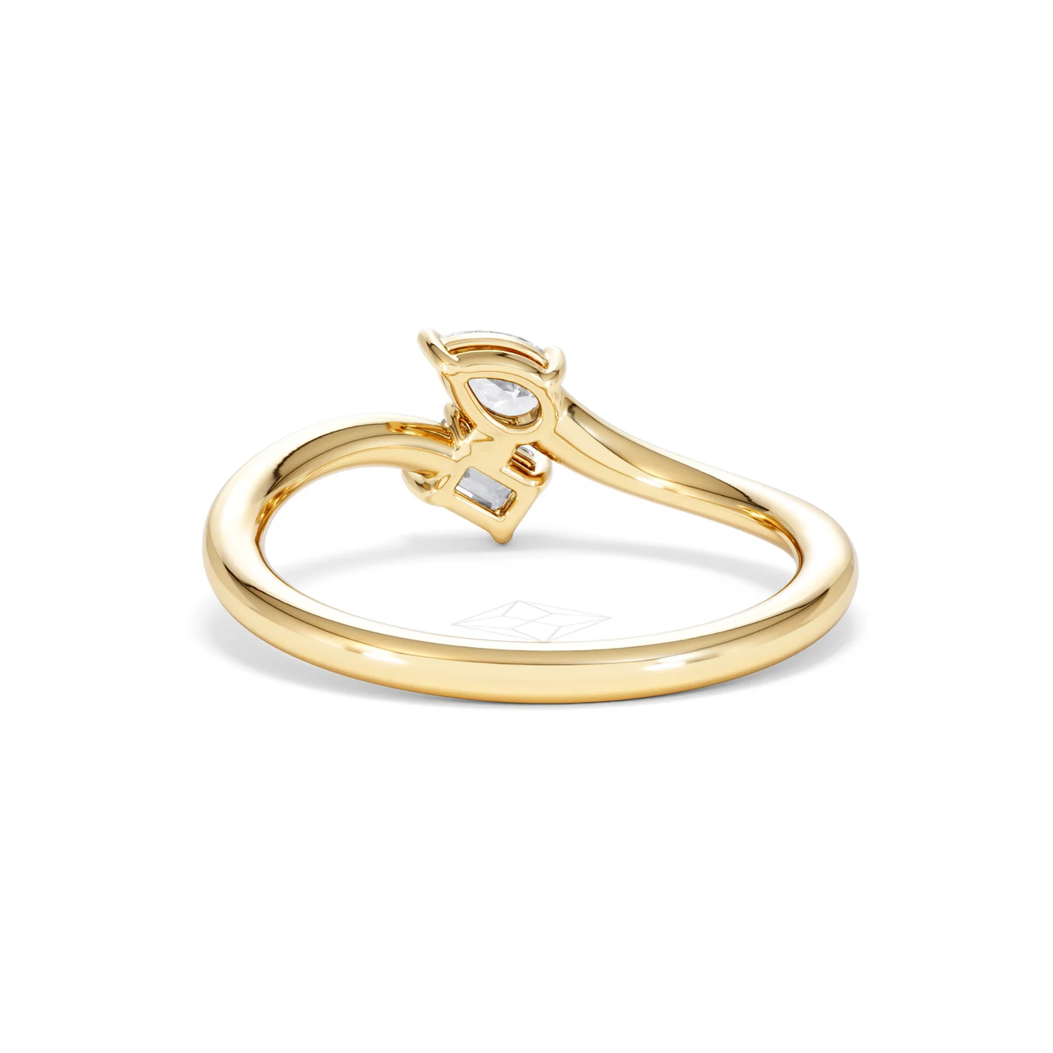Toi et Moi Emerald and Pear Cut Lab Diamond Ring 0.50ct in F/VS 18K Gold Vermeil - Image 51
