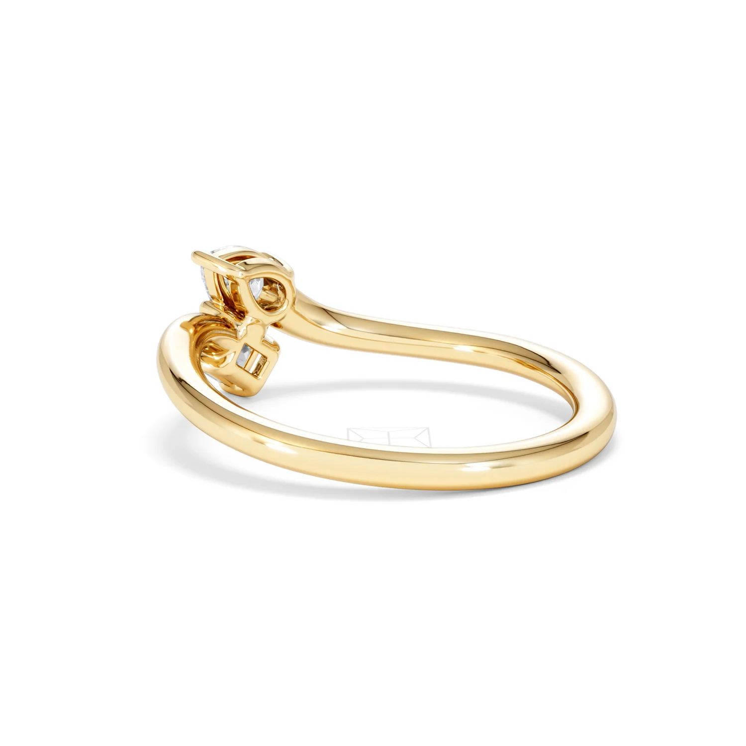 Toi et Moi Emerald and Pear Cut Lab Diamond Ring 0.50ct in F/VS 18K Gold Vermeil - Image 59