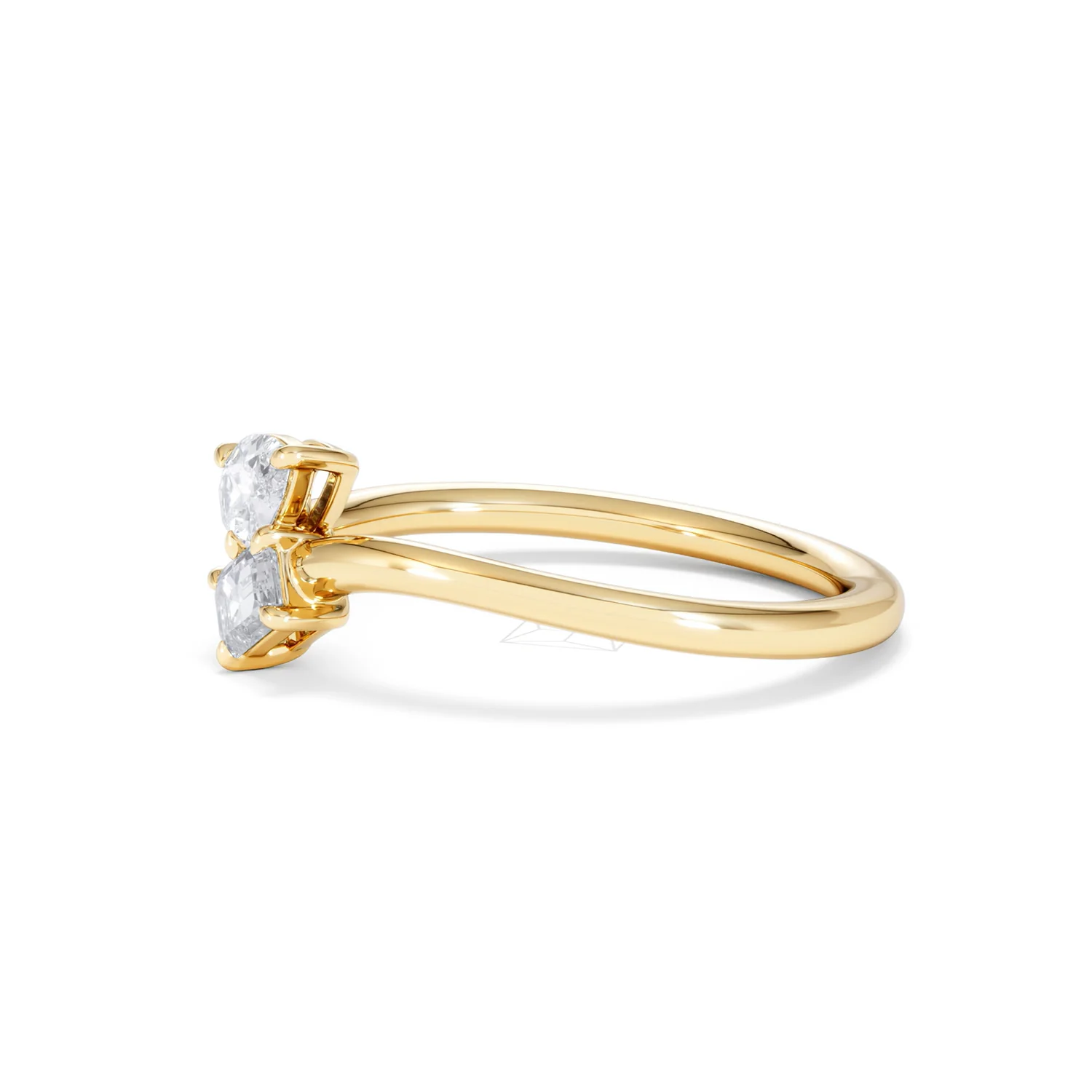 Toi et Moi Emerald and Pear Cut Lab Diamond Ring 0.50ct in F/VS 18K Gold Vermeil - Image 75