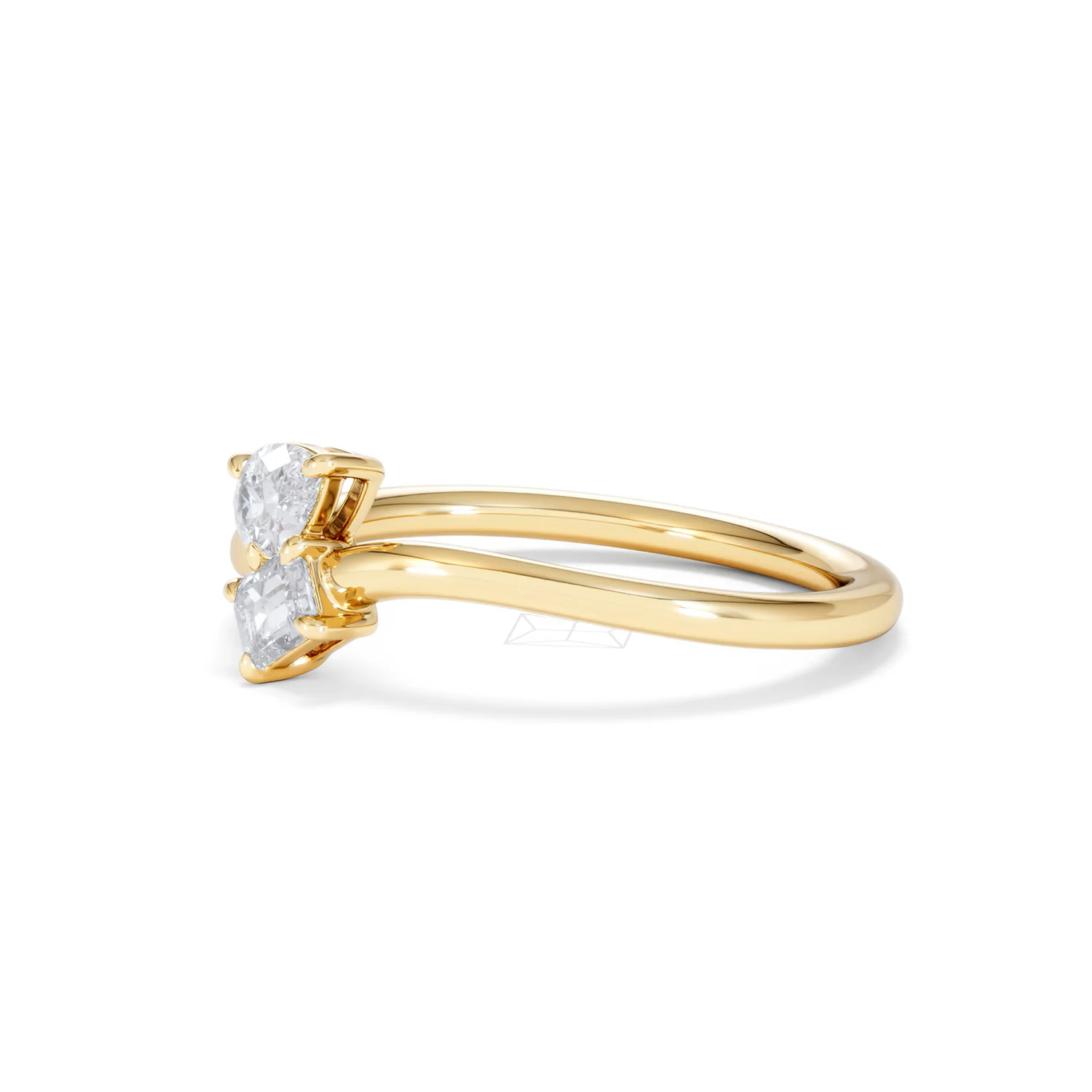 Toi et Moi Emerald and Pear Cut Lab Diamond Ring 0.50ct in F/VS 18K Gold Vermeil - Image 77