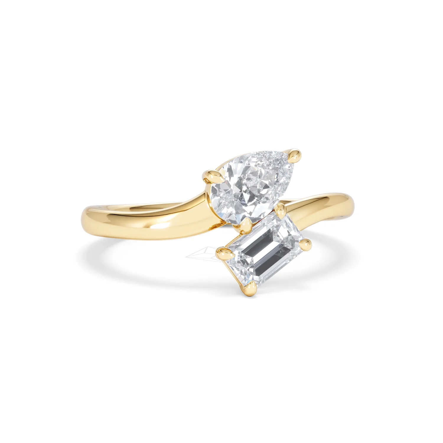 Toi et Moi Emerald and Pear Cut Lab Diamond Ring 1.00ct F/VS in 9K Gold - Image 13