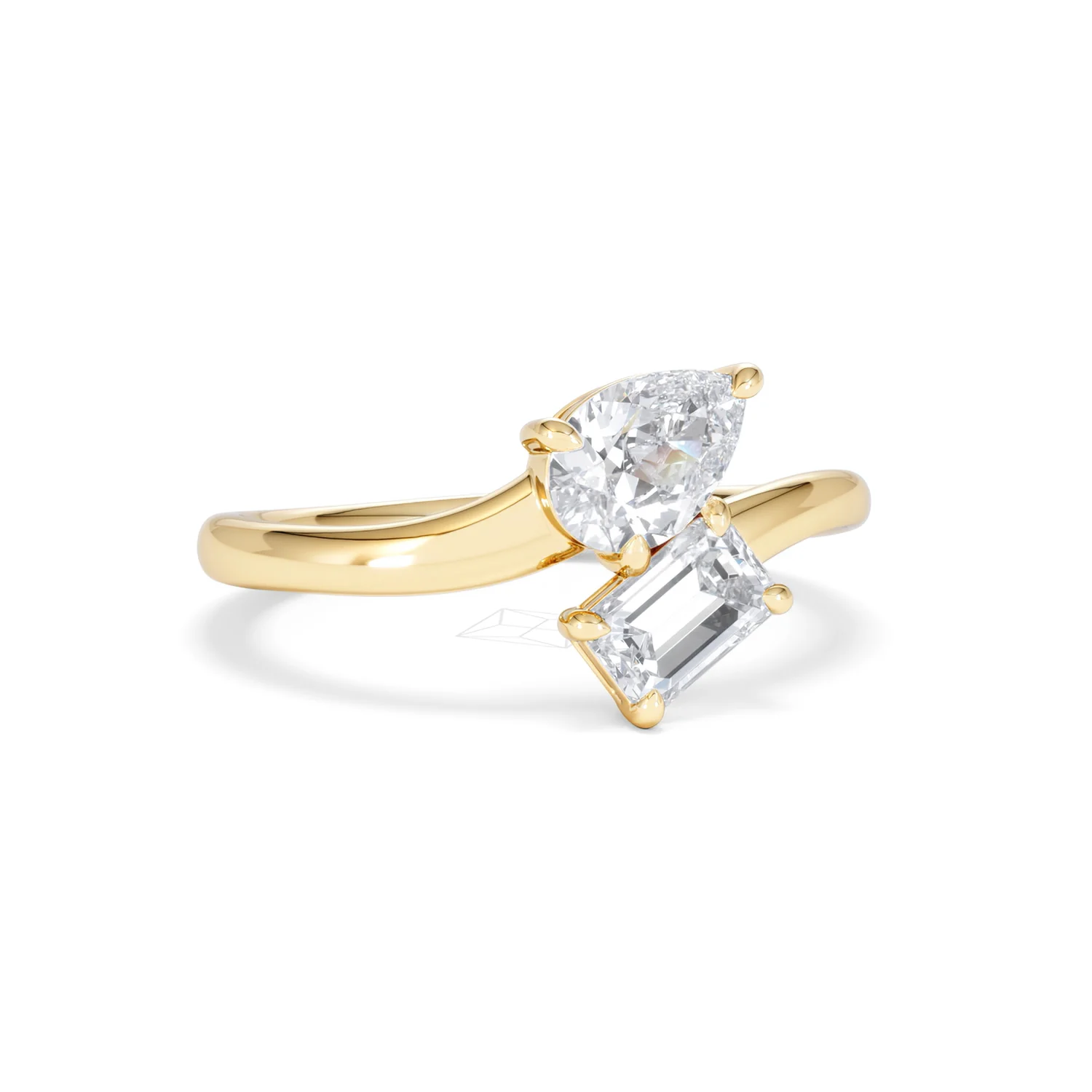 Toi et Moi Emerald and Pear Cut Lab Diamond Ring 1.00ct F/VS in 9K Gold - Image 14