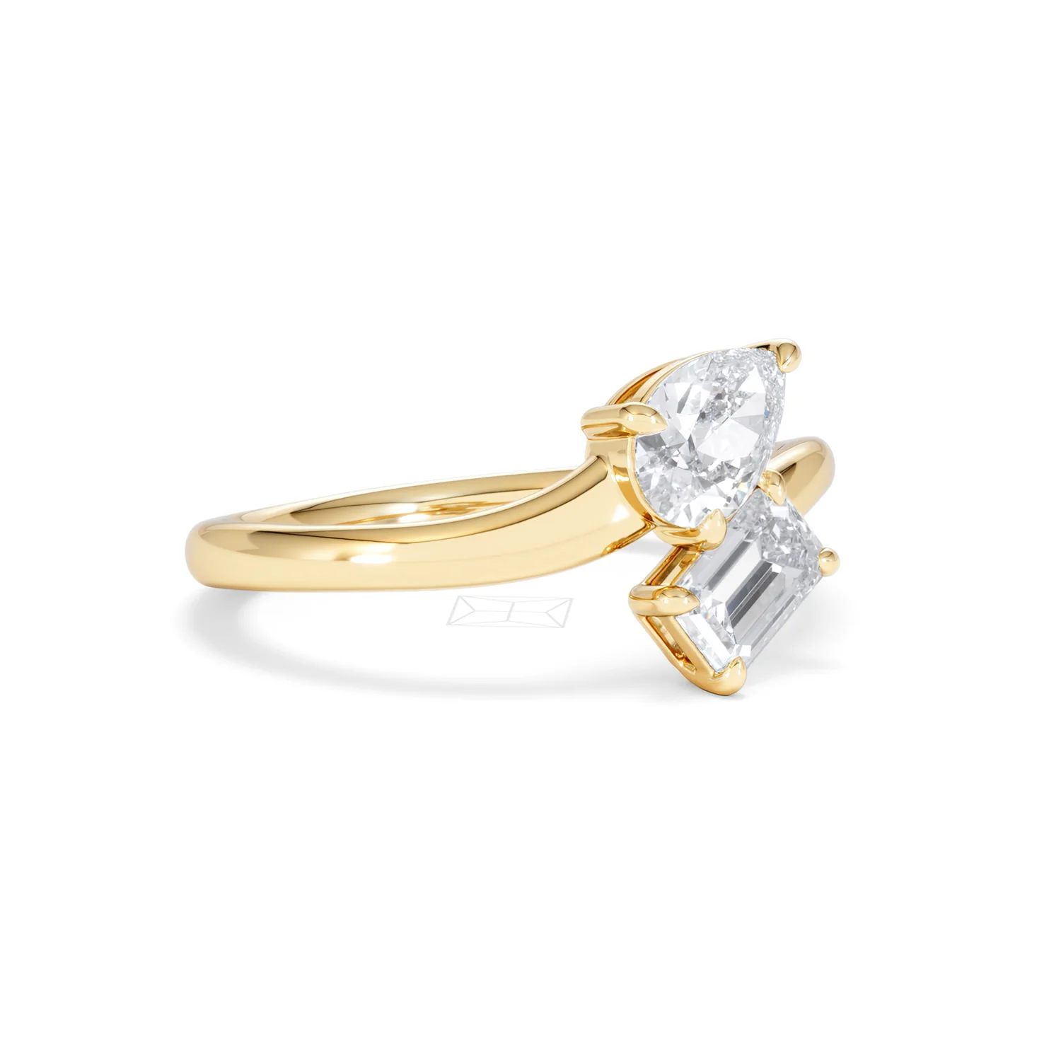 Toi et Moi Emerald and Pear Cut Lab Diamond Ring 1.00ct F/VS in 9K Gold - Image 18