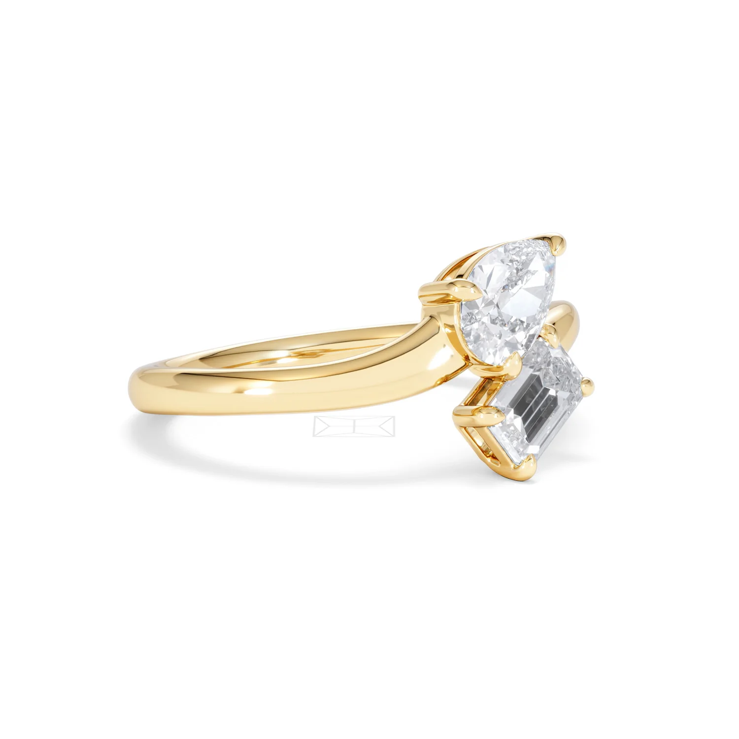 Toi et Moi Emerald and Pear Cut Lab Diamond Ring 1.00ct F/VS in 9K Gold - Image 19