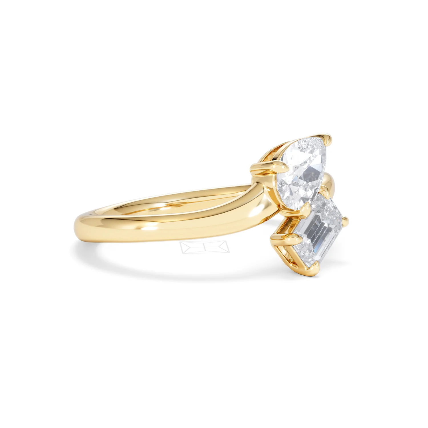 Toi et Moi Emerald and Pear Cut Lab Diamond Ring 1.00ct F/VS in 9K Gold - Image 20