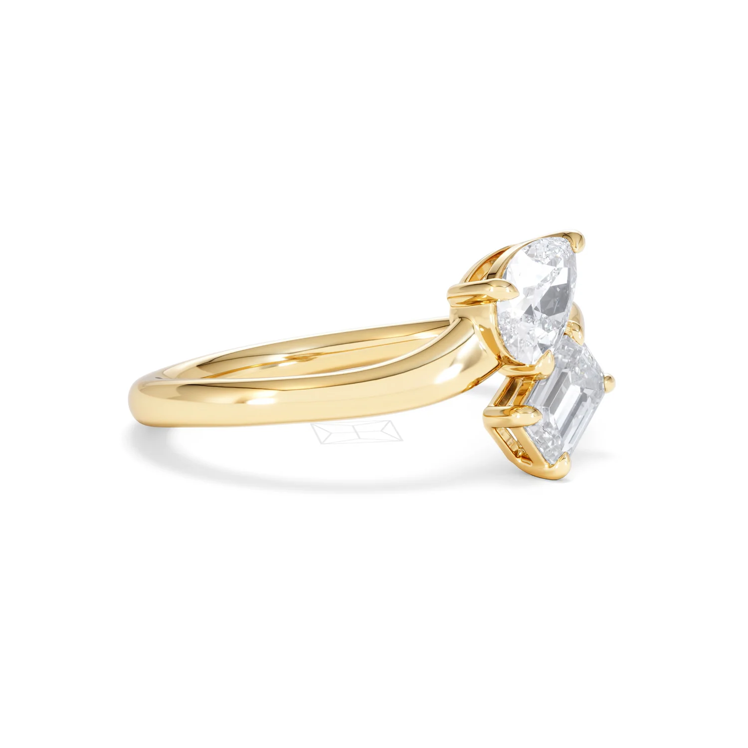Toi et Moi Emerald and Pear Cut Lab Diamond Ring 1.00ct F/VS in 9K Gold - Image 21