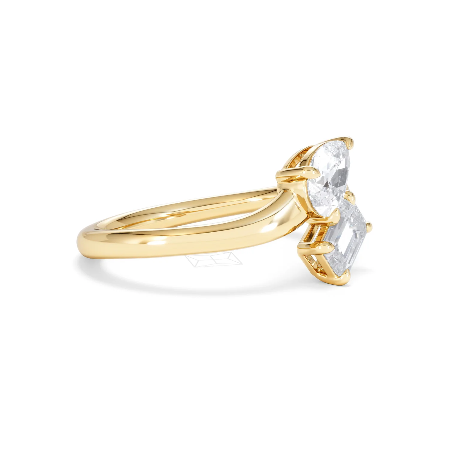 Toi et Moi Emerald and Pear Cut Lab Diamond Ring 1.00ct F/VS in 9K Gold - Image 22