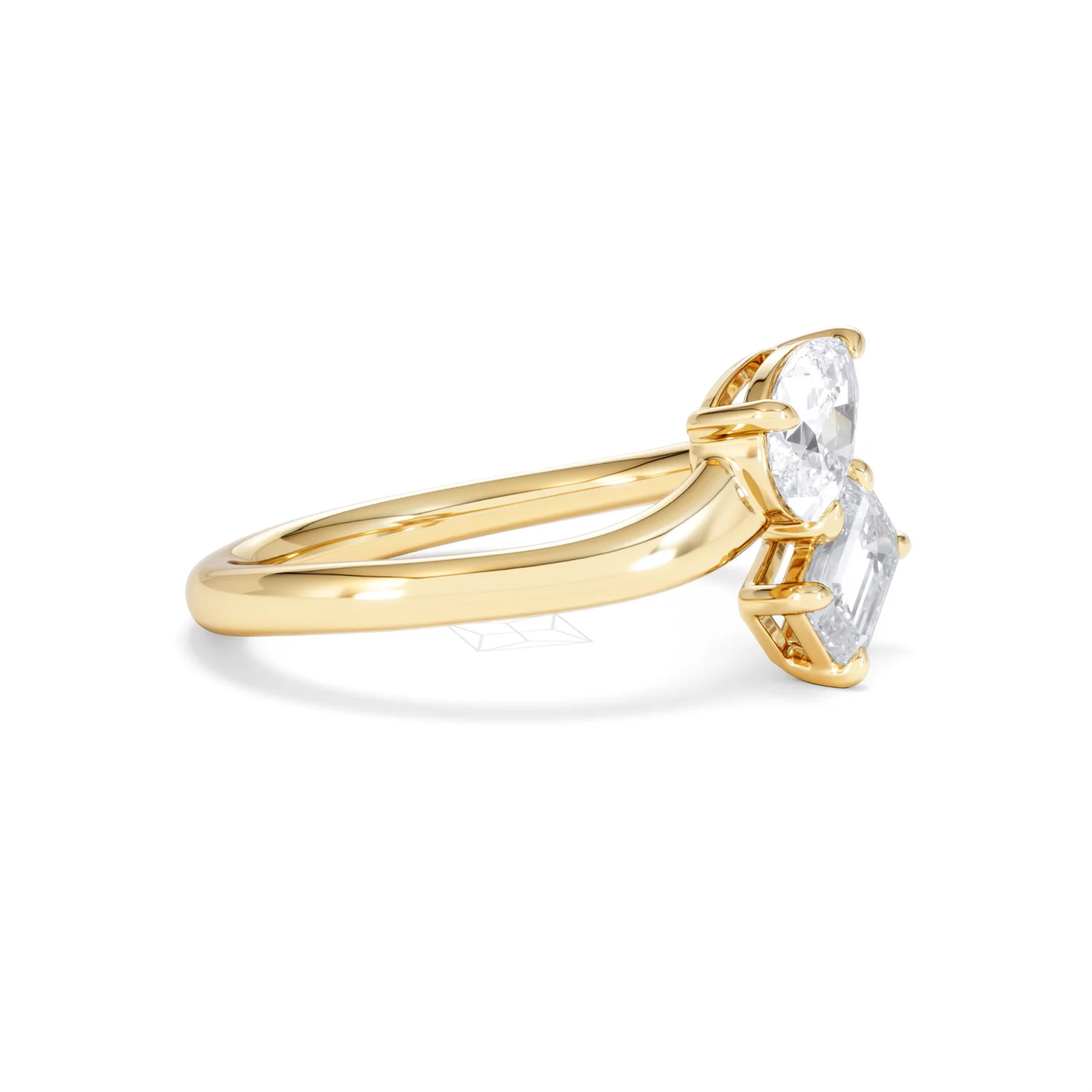 Toi et Moi Emerald and Pear Cut Lab Diamond Ring 1.00ct F/VS in 9K Gold - Image 23