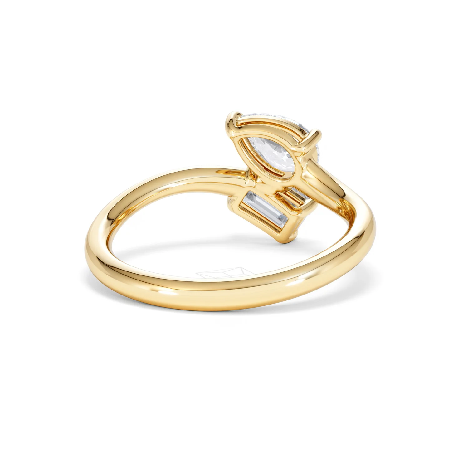 Toi et Moi Emerald and Pear Cut Lab Diamond Ring 1.00ct F/VS in 9K Gold - Image 45