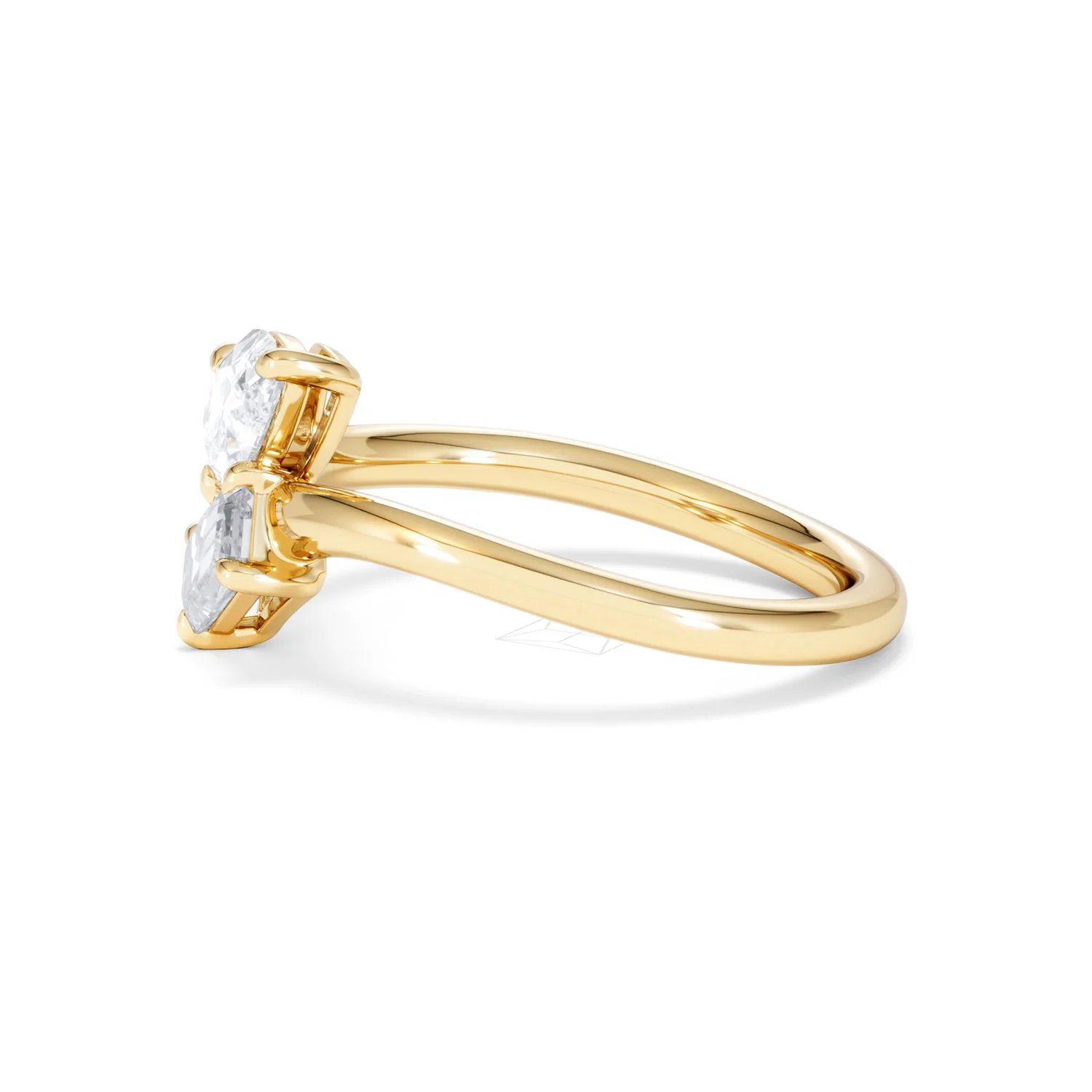 Toi et Moi Emerald and Pear Cut Lab Diamond Ring 1.00ct F/VS in 9K Gold - Image 72