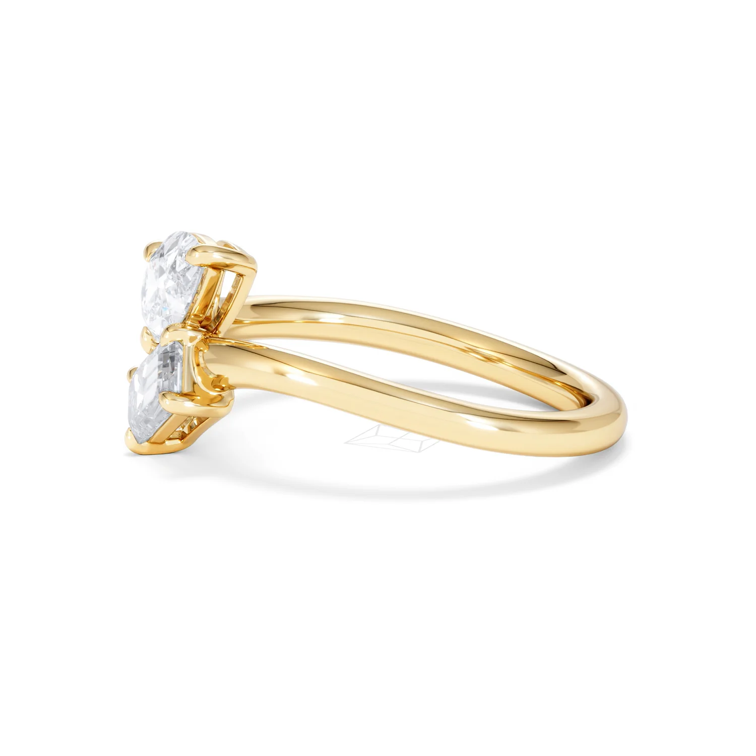 Toi et Moi Emerald and Pear Cut Lab Diamond Ring 1.00ct F/VS in 9K Gold - Image 73