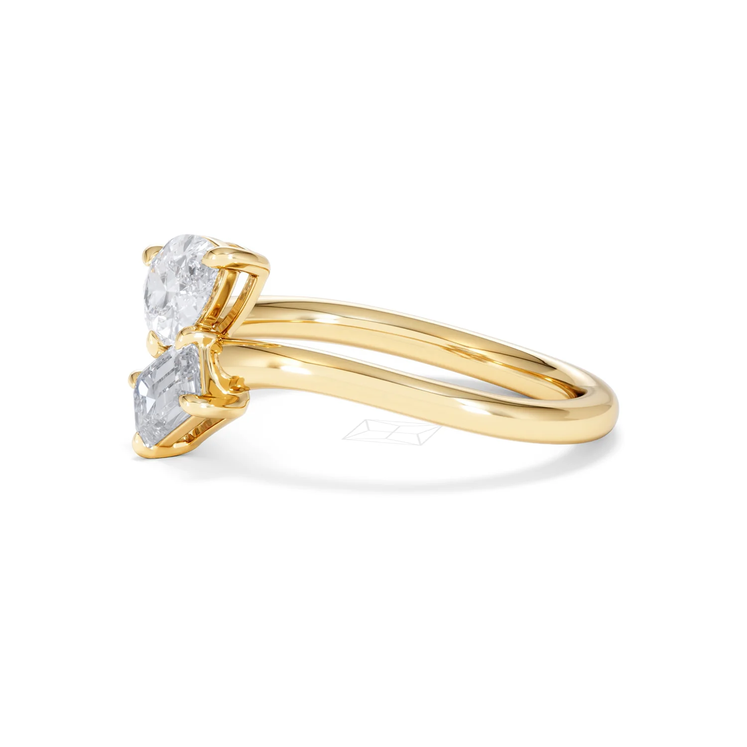 Toi et Moi Emerald and Pear Cut Lab Diamond Ring 1.00ct F/VS in 9K Gold - Image 75